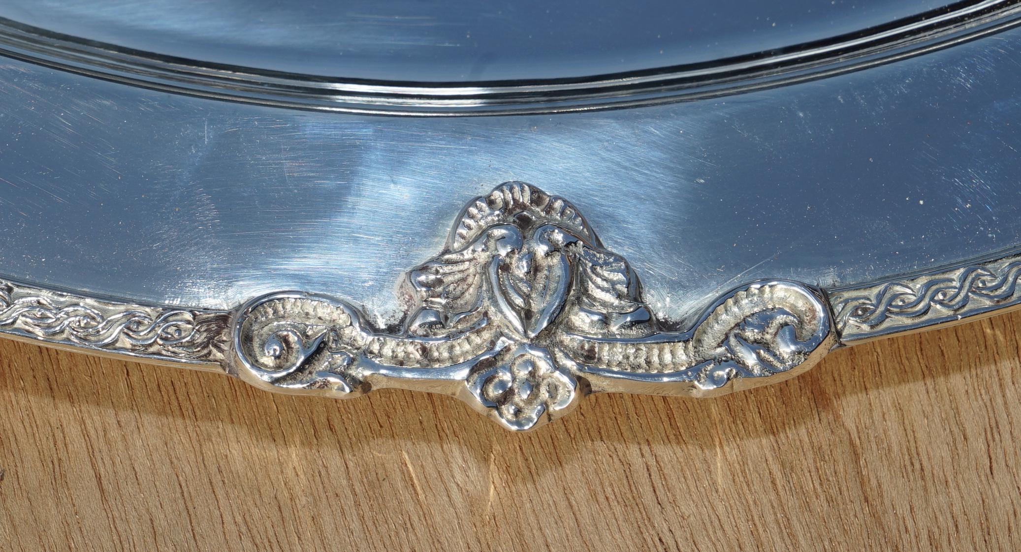 1 of 29 Sterling Silver Plated 1918 Armorial Crest Coat of Arms Serving Trays For Sale 2