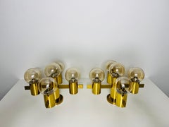 1 of 2 Brass and Glass Chandelier by Hans-Agne Jakobsson, Sweden, 1960s