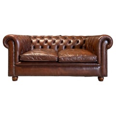 Retro 1 of a Pair - A Very Smart Mid-Late 20thC Leather Chesterfield Sofa 