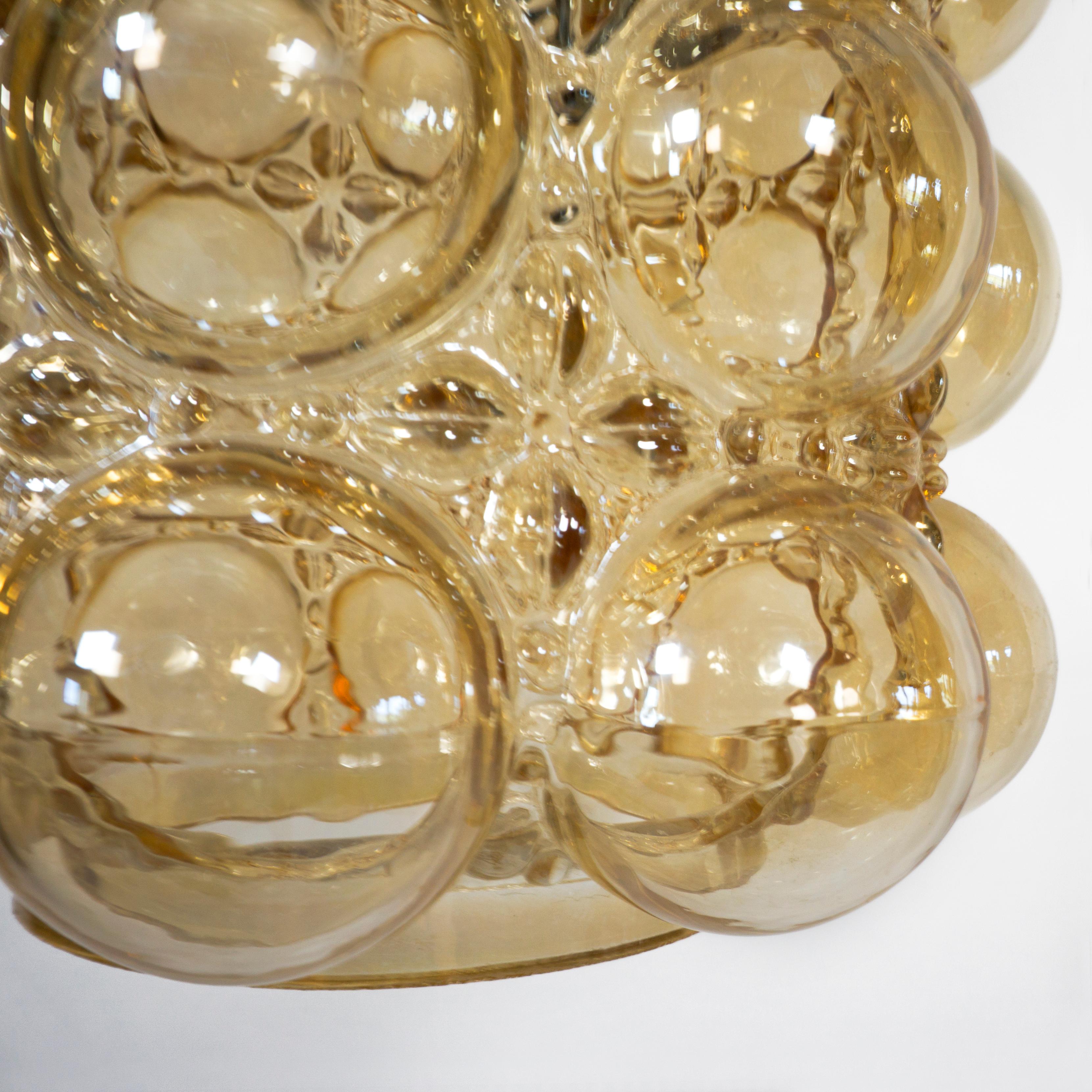 1 of 3 Amber Bubble Glass 1960s Pendant Lights by Helena Tynell for Limburg For Sale 1