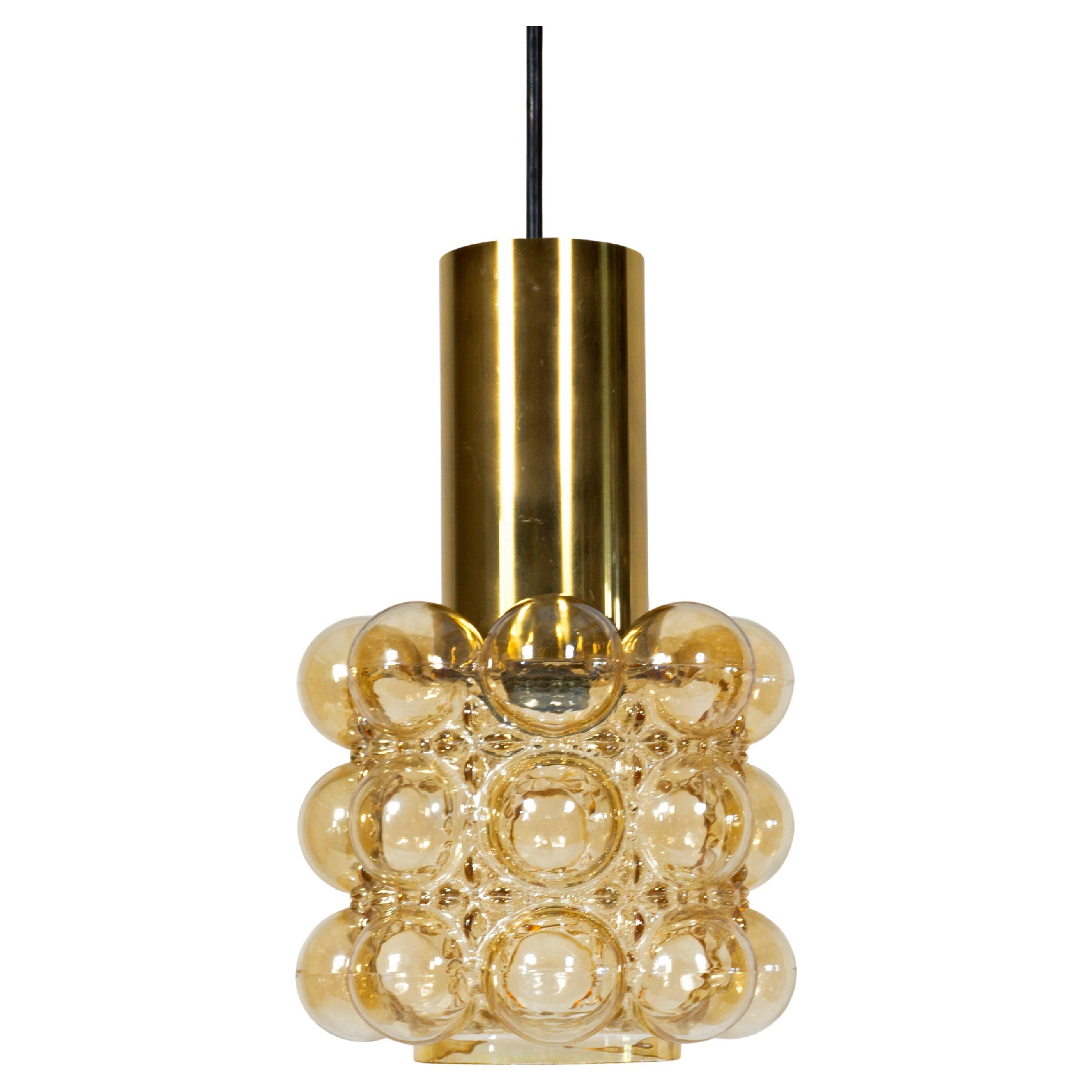 1 of 3 Amber Bubble Glass 1960s Pendant Lights by Helena Tynell for Limburg