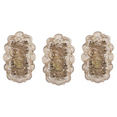 1 of 3 Amber Bubble Glass Sconces by Helena Tynell, Limburg, Germany