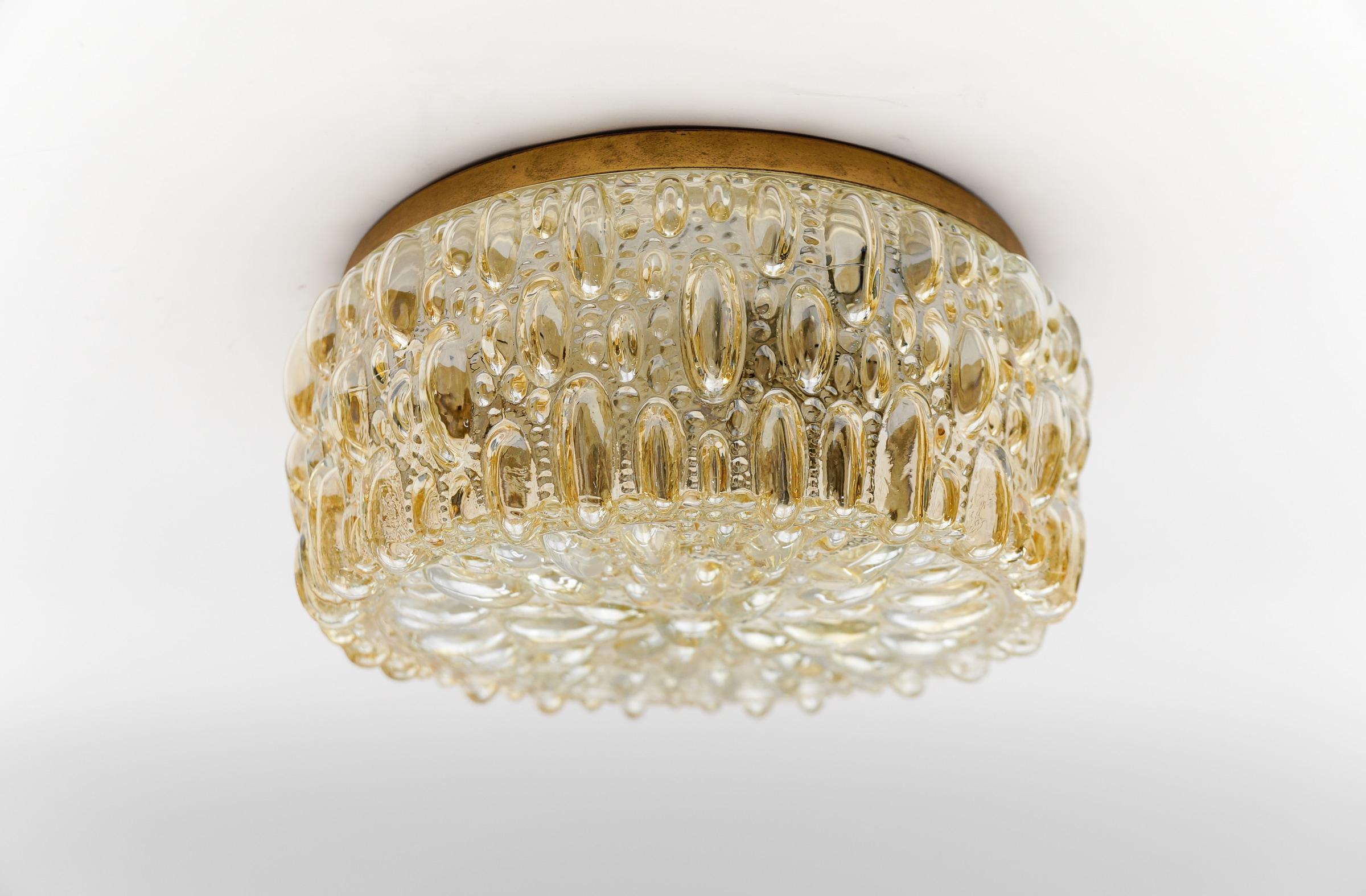 Mid-Century moderno Lampada da parete/applique in vetro a bolle d'ambra di Limburg, Germania anni '60 in vendita