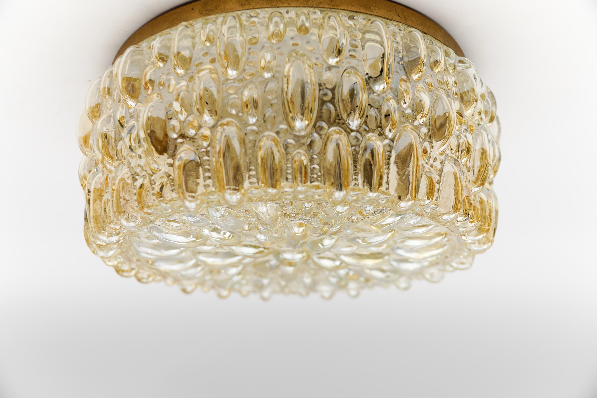 Metallo Lampada da parete/applique in vetro a bolle d'ambra di Limburg, Germania anni '60 in vendita