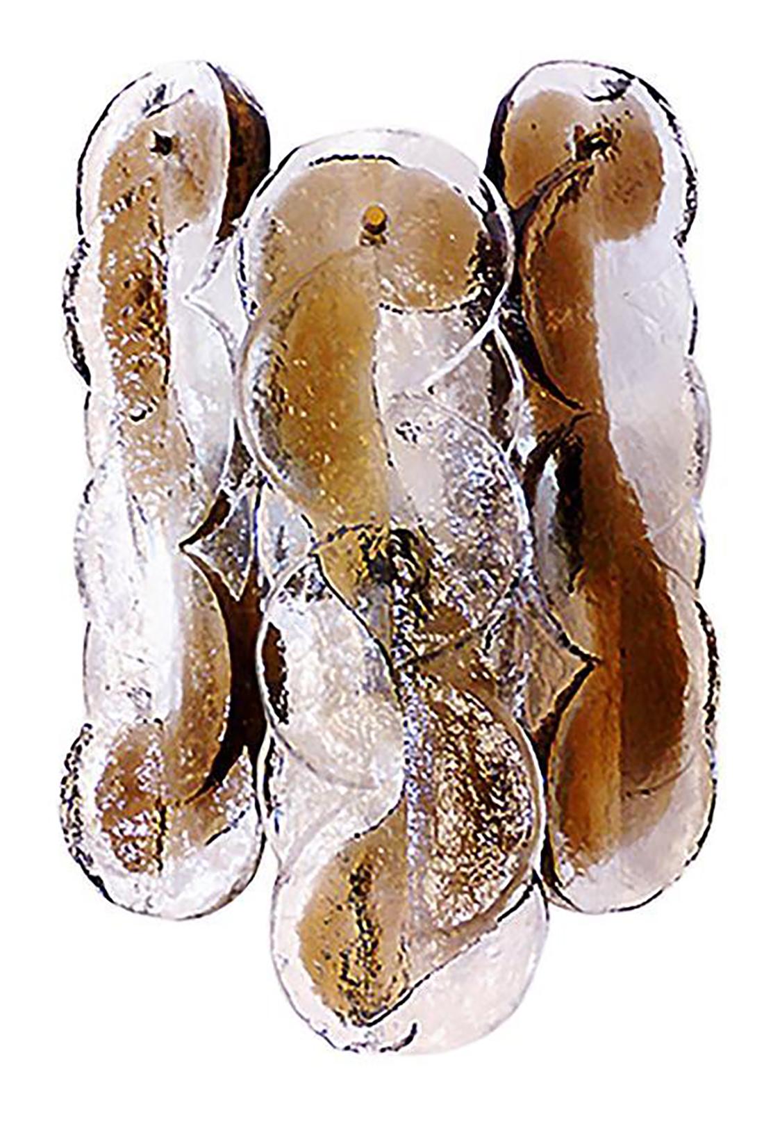 1 'of 3' Amber Murano Citrus Swirl Wall Sconce Glass & Brass Kalmar Austria 1960 For Sale 3