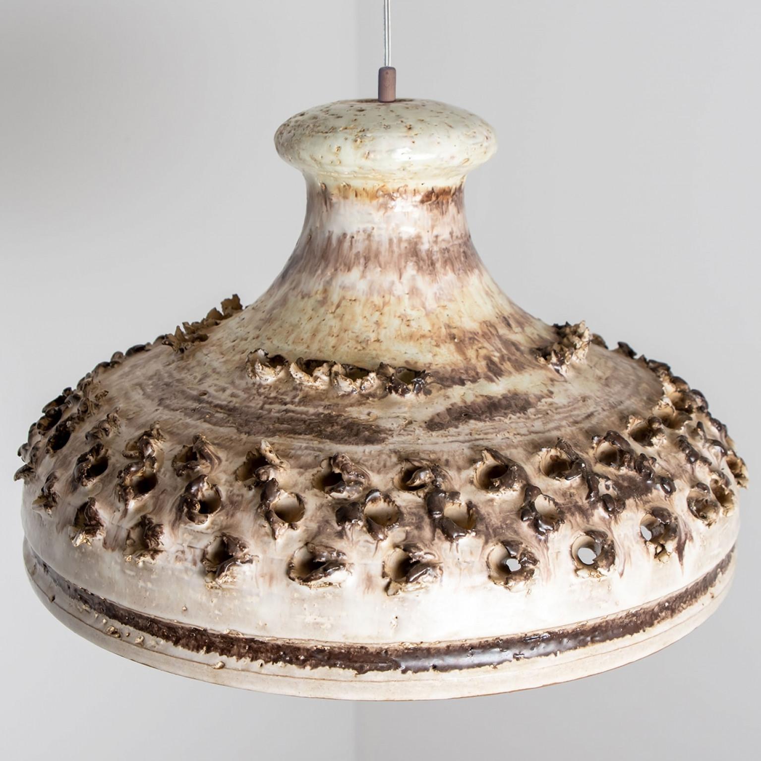 1 of 3 Anthracite Yvory Blue Ceramic Pendant Lights, Denmark, 1970 For Sale 5