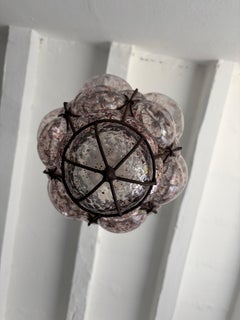 1 of 3 Grande lampadario a lanterna a bolla soffiata di Murano di metà secolo Seguso Ametista