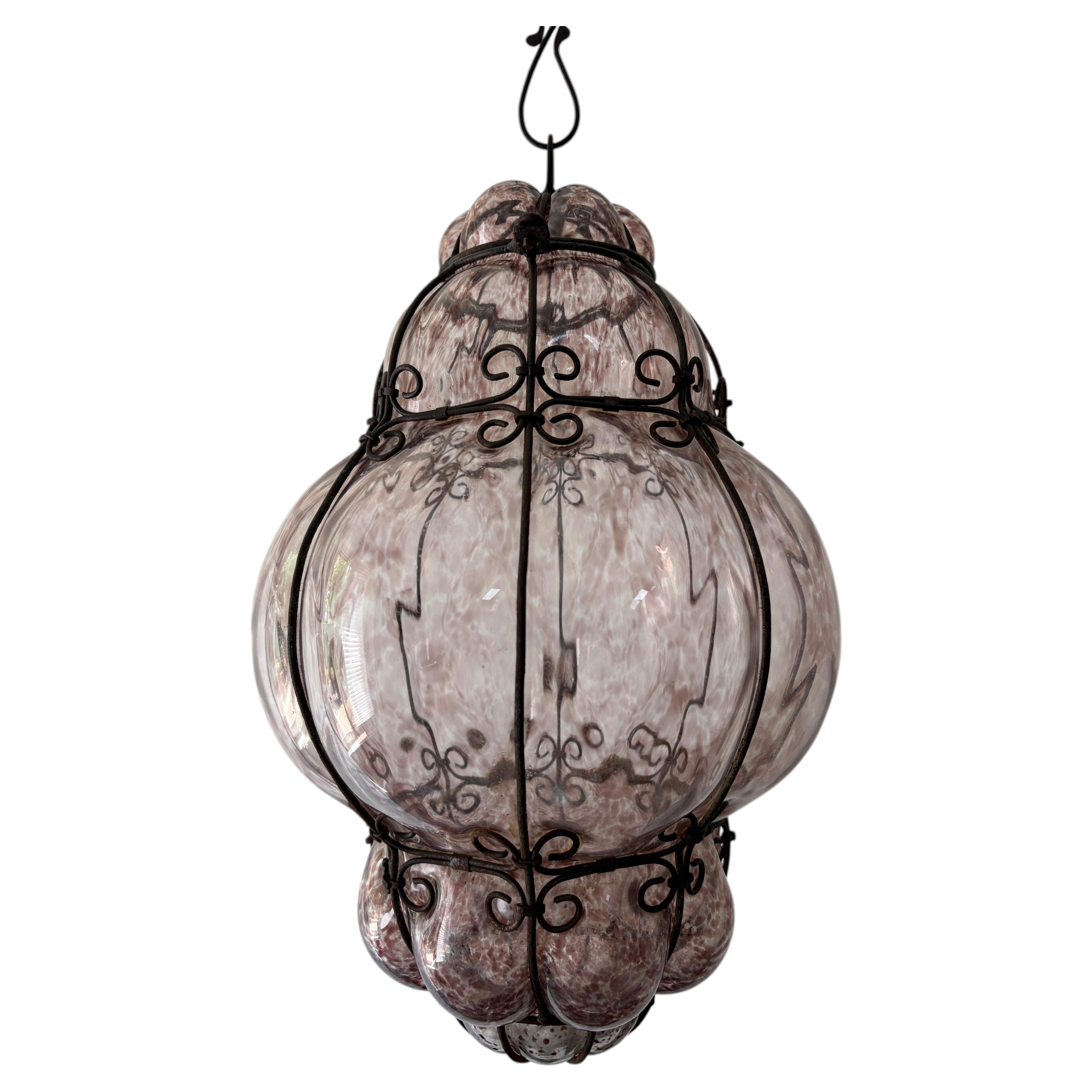 1 von 3 Big Mid-Century Seguso Murano Amethyst geblasen Schildkröte Laterne Kronleuchter im Angebot