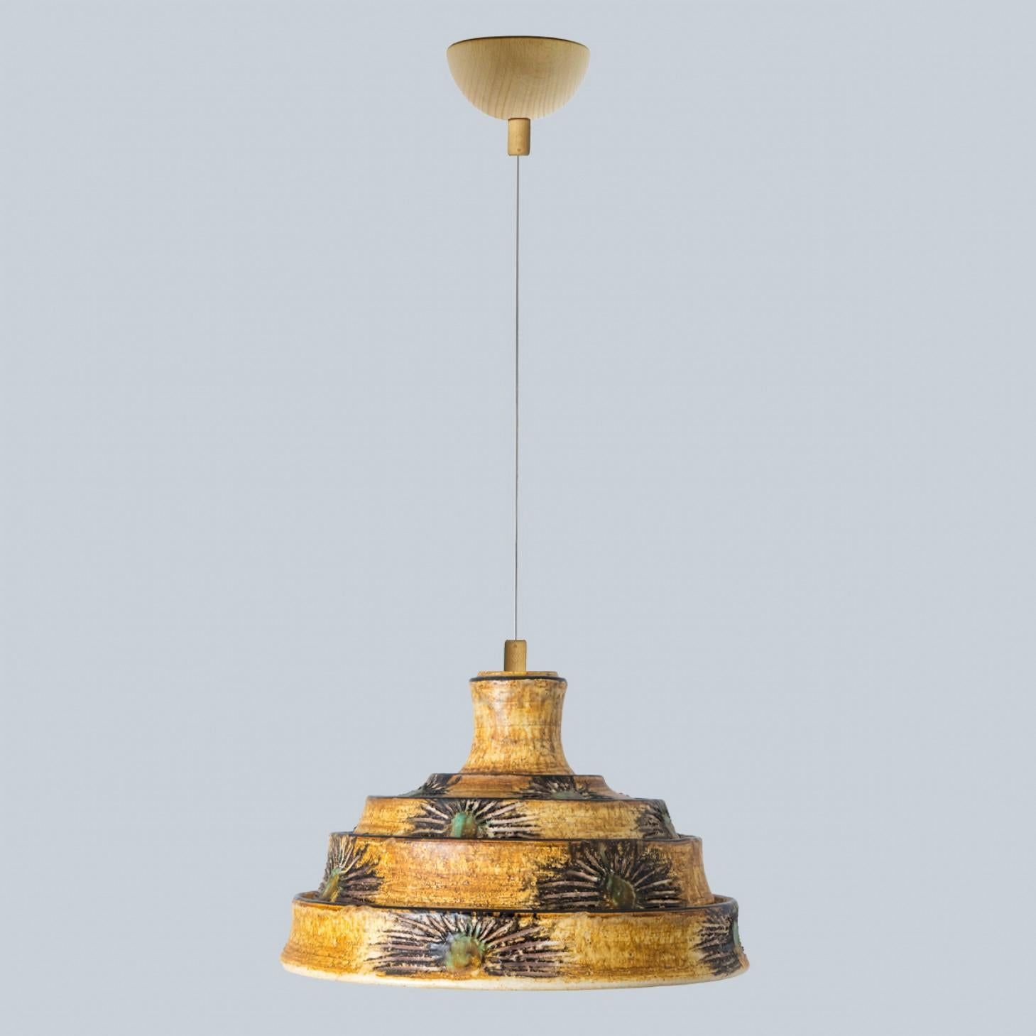 1 of 3 Blue Ceramic Pendant Lights, Denmark, 1970 For Sale 4