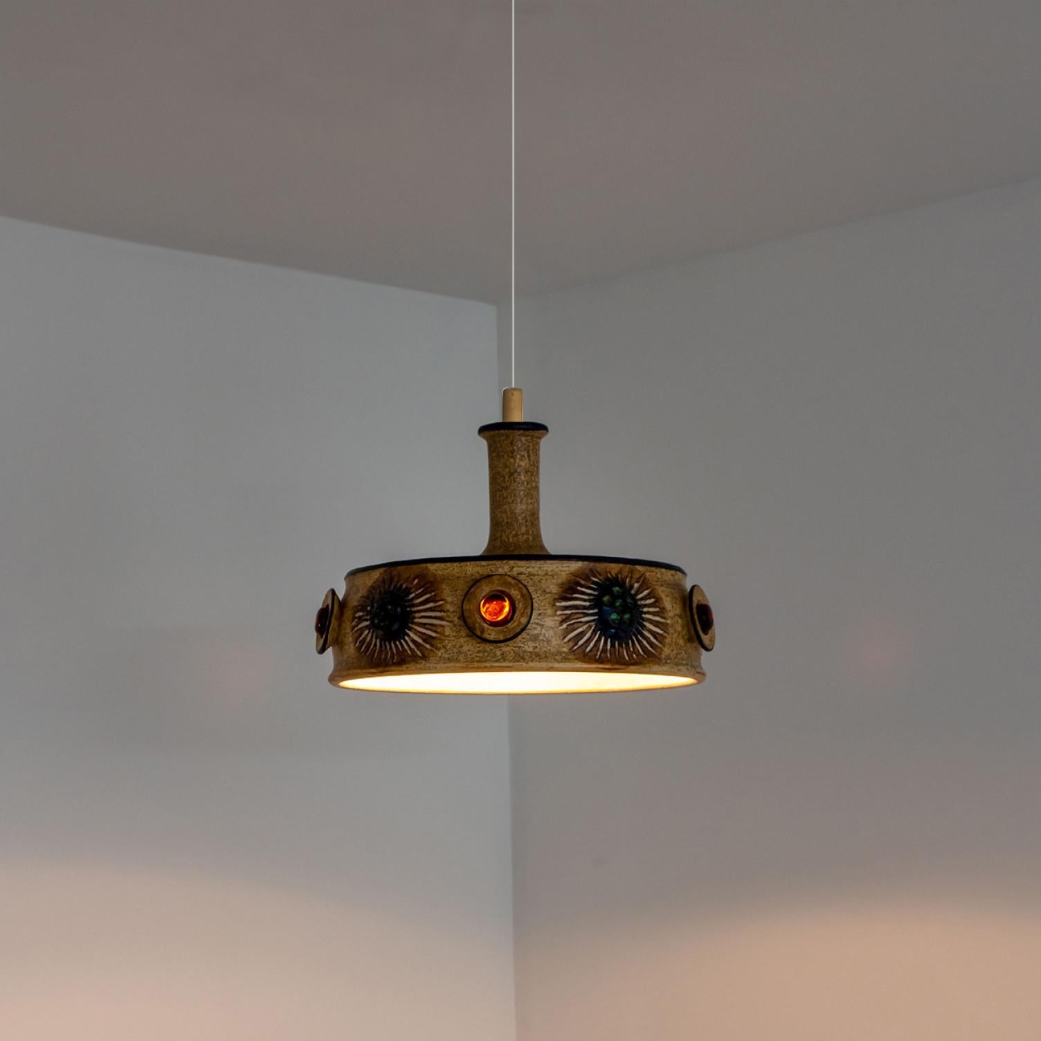 1 of 3 Blue Ceramic Pendant Lights, Denmark, 1970 For Sale 9
