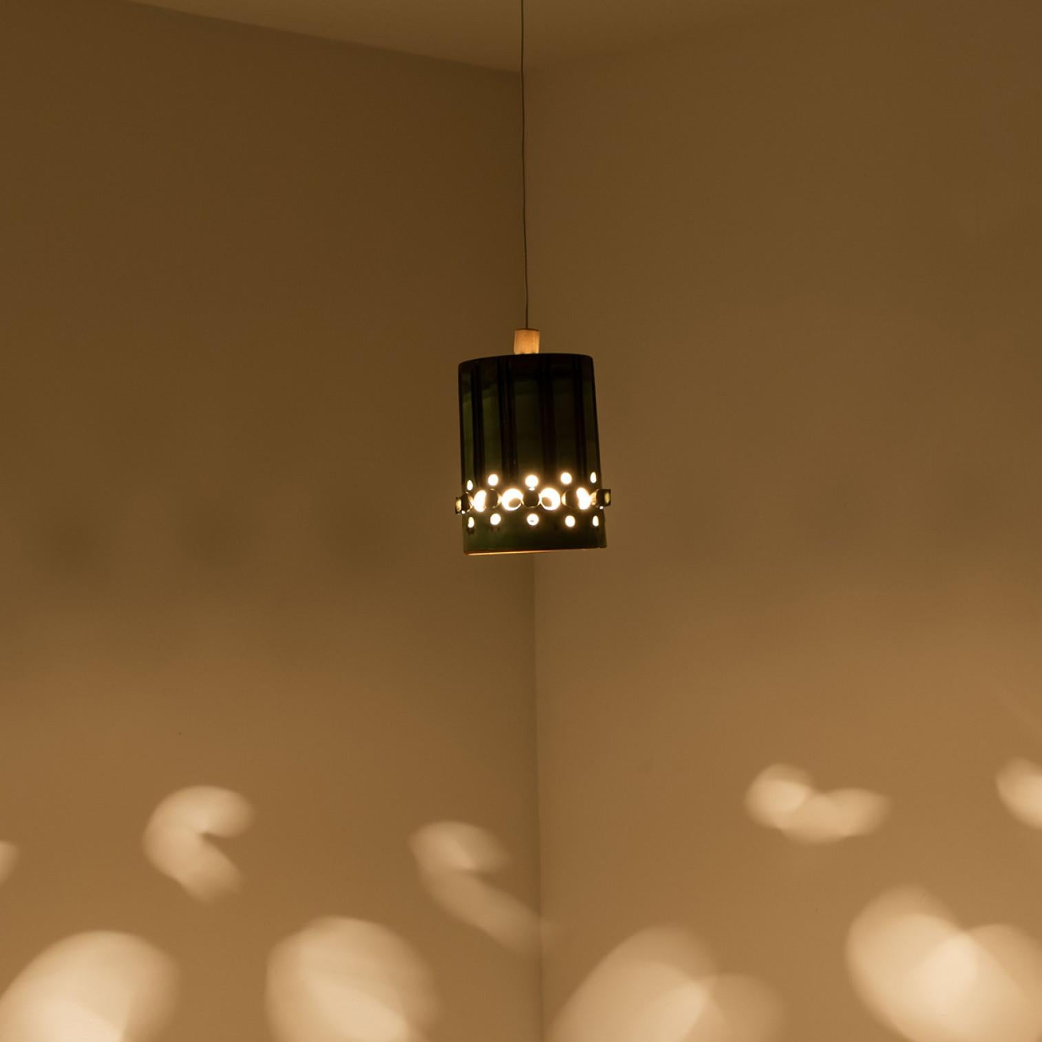 1 of 3 Blue Ceramic Pendant Lights, Denmark, 1970 In Good Condition For Sale In Rijssen, NL
