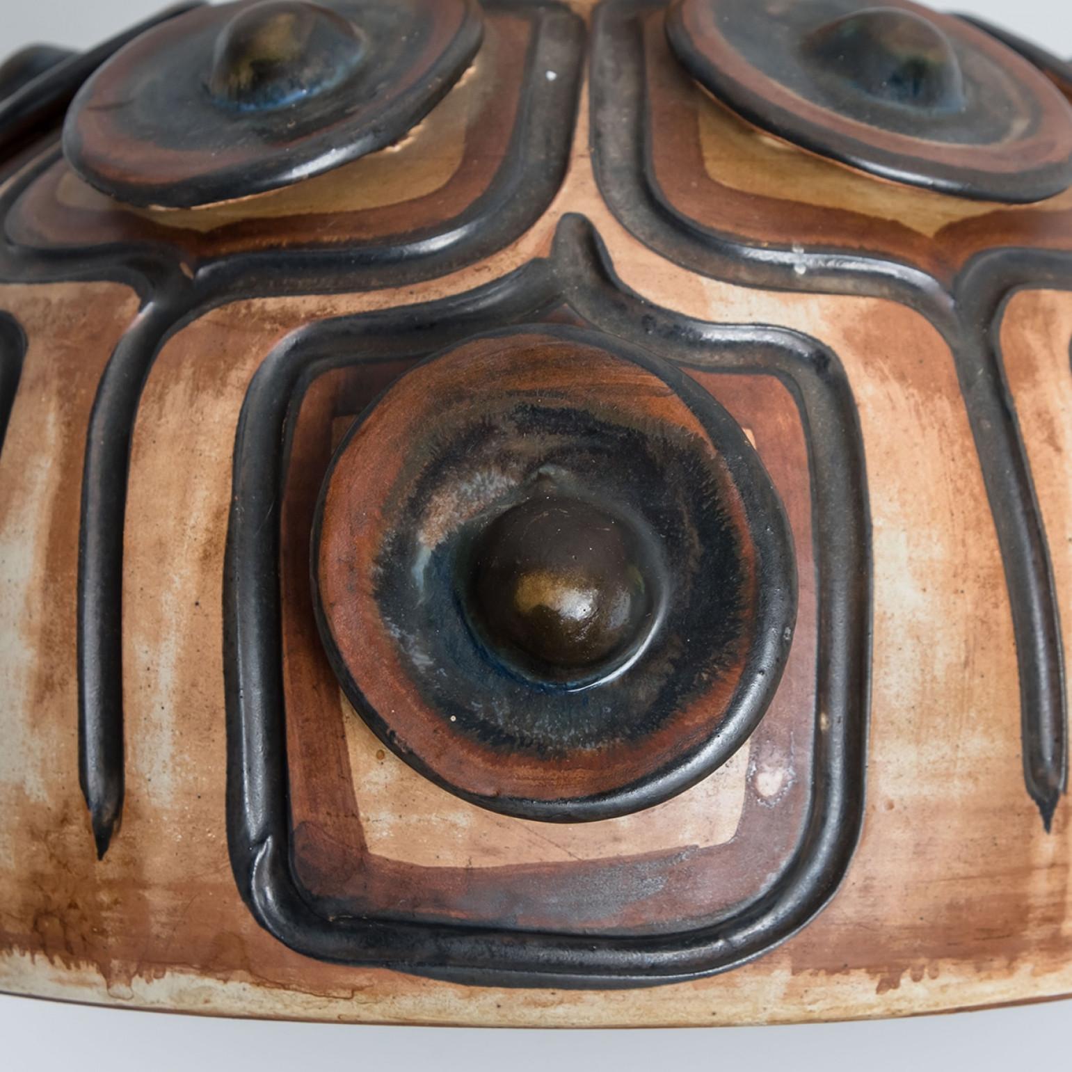 1 of 3 Brown Ceramic Pendant Lights, Denmark, 1970 For Sale 3