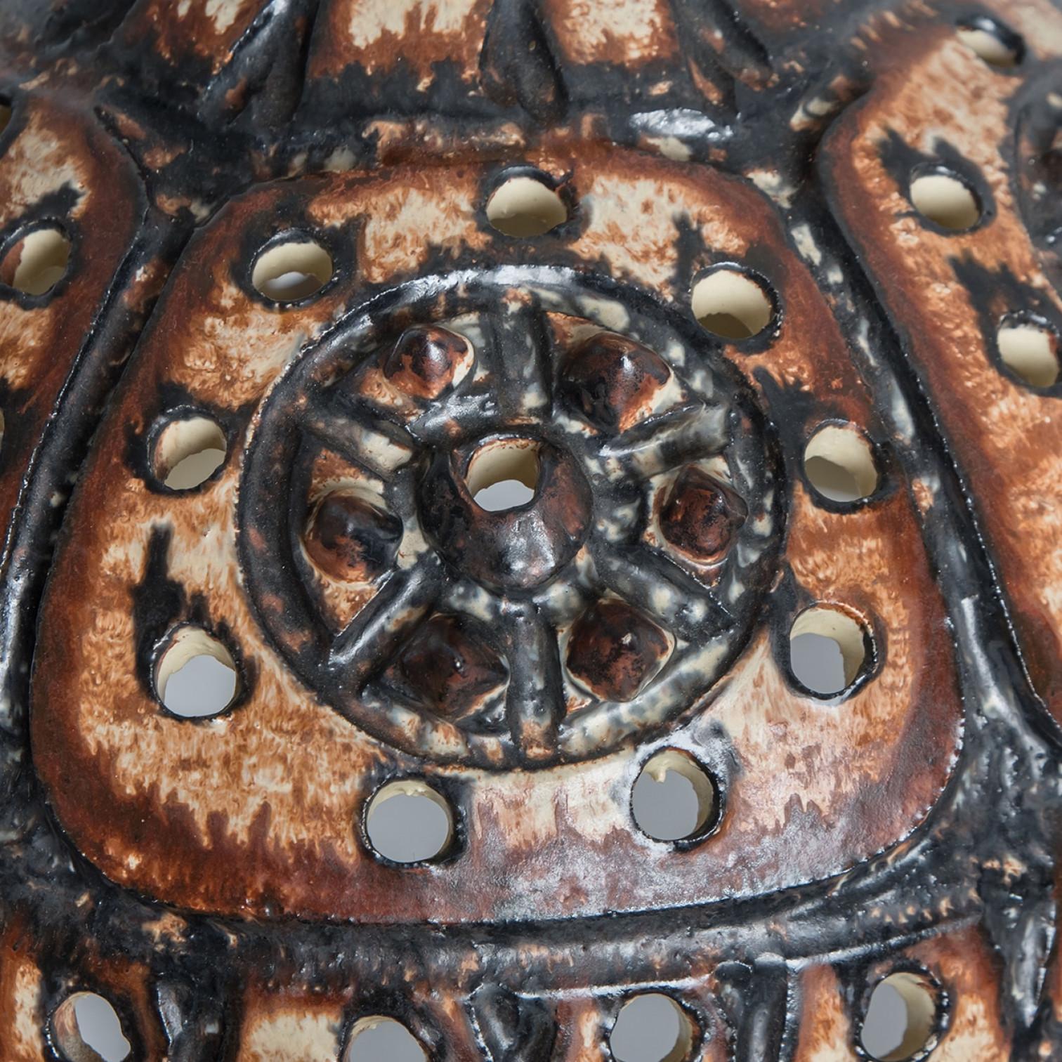 1 of 3 Brown Ceramic Pendant Lights, Denmark, 1970 In Good Condition For Sale In Rijssen, NL