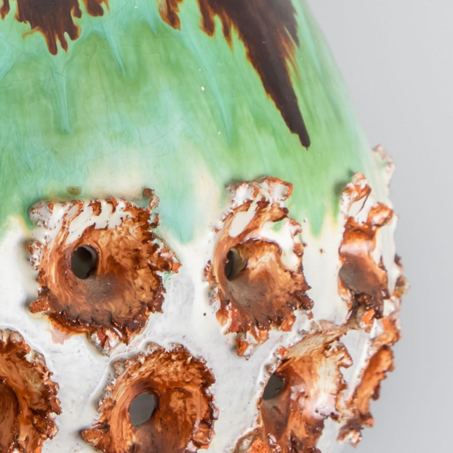 1 of 3 Brown Green Ceramic Pendant Lights, Denmark, 1970 For Sale 4