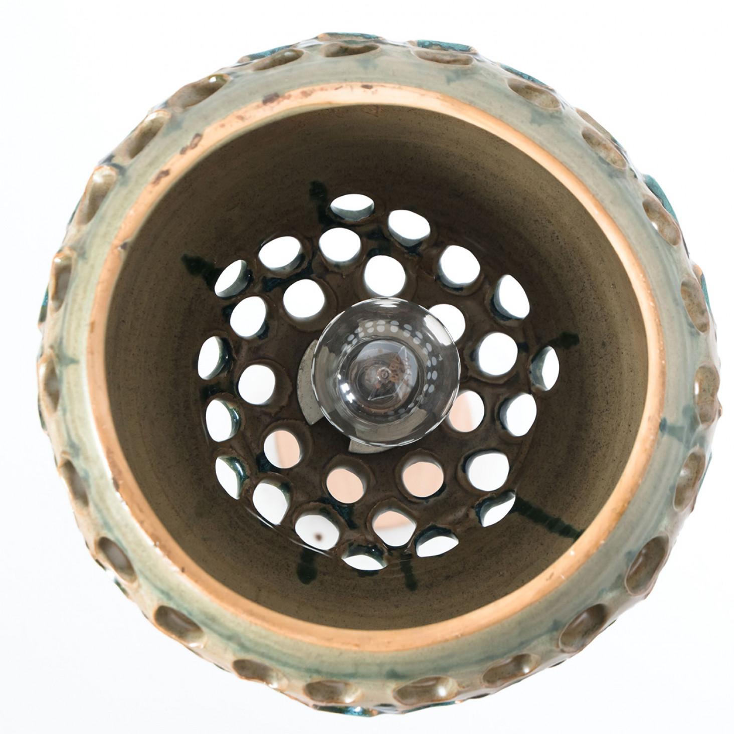 1 of 3 Brown Green Ceramic Pendant Lights, Denmark, 1970 For Sale 9
