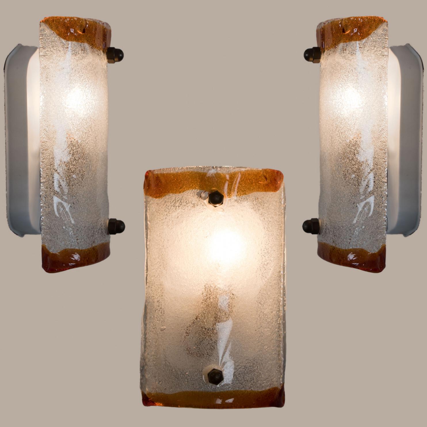 1 of 3 Brown Rectangle Wall Lights by Mazzega, 1960 For Sale 2