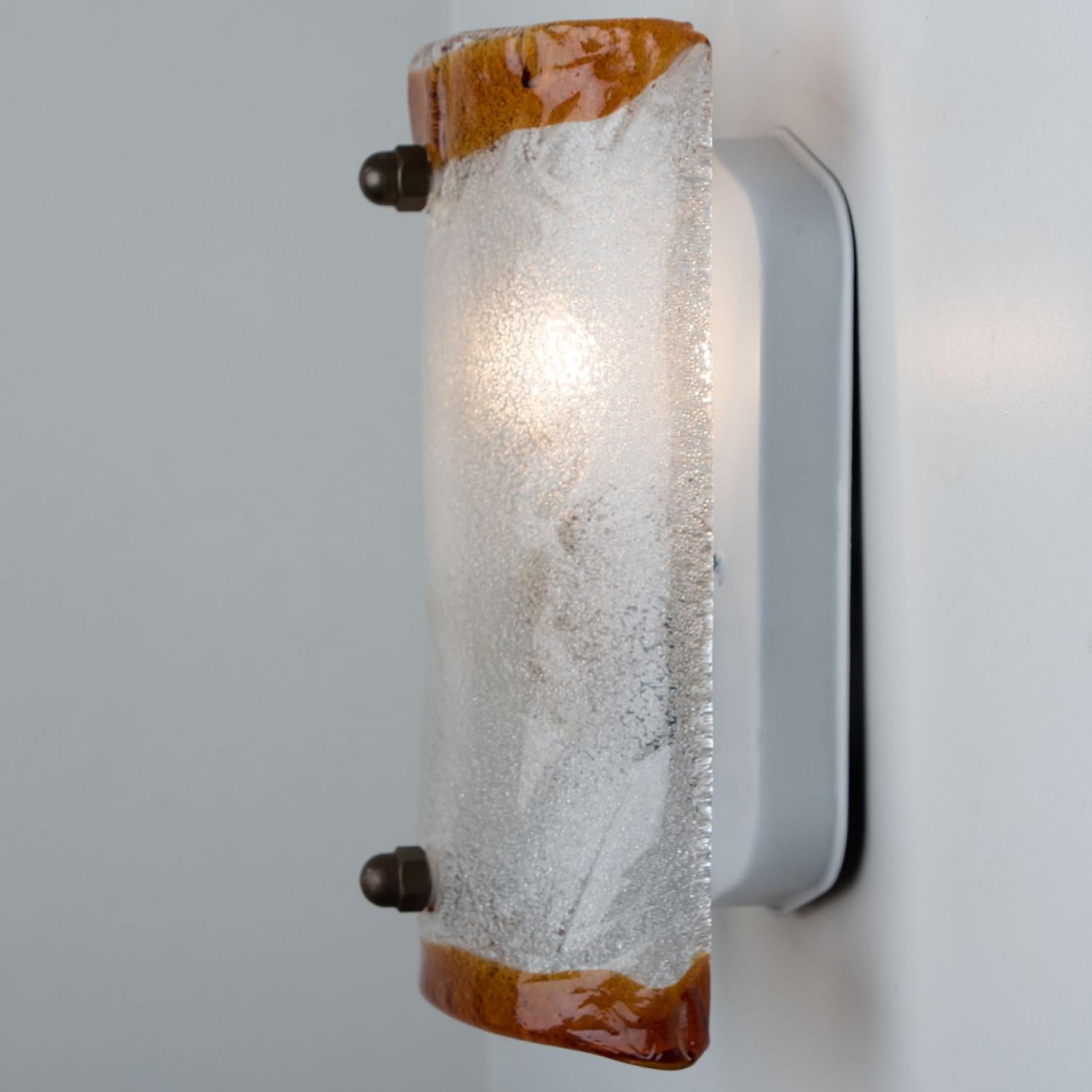 Italian 1 of 3 Brown Rectangle Wall Lights by Mazzega, 1960 For Sale