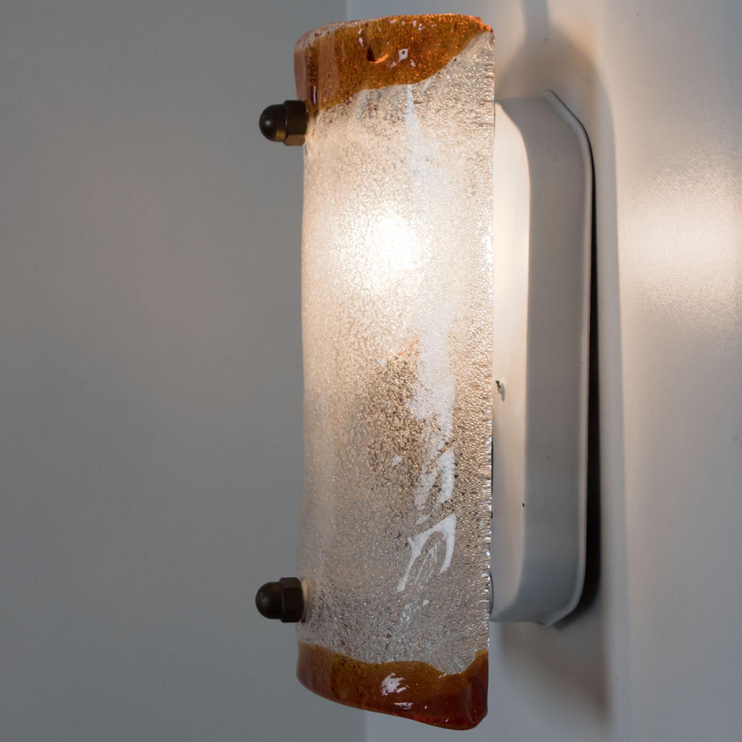 Italian 1 of 3 Brown Rectangle Wall Lights by Mazzega, 1960 For Sale