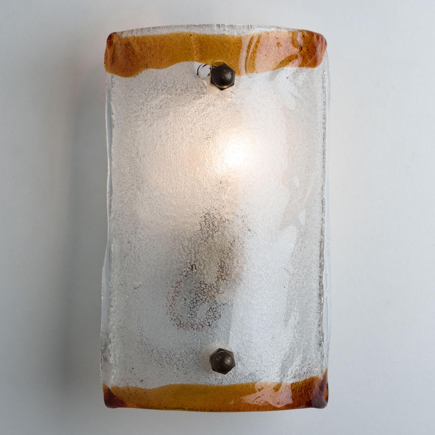 1 of 3 Brown Rectangle Wall Lights by Mazzega, 1960 In Good Condition For Sale In Rijssen, NL
