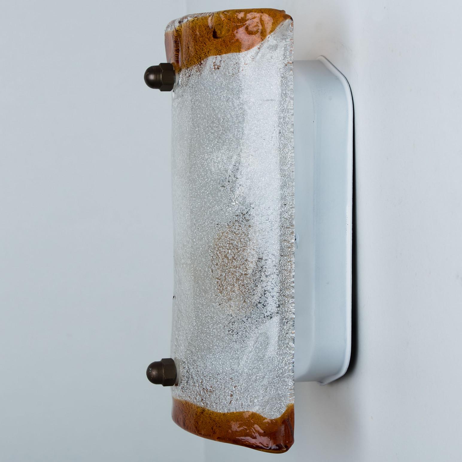 Glass 1 of 3 Brown Rectangle Wall Lights by Mazzega, 1960 For Sale