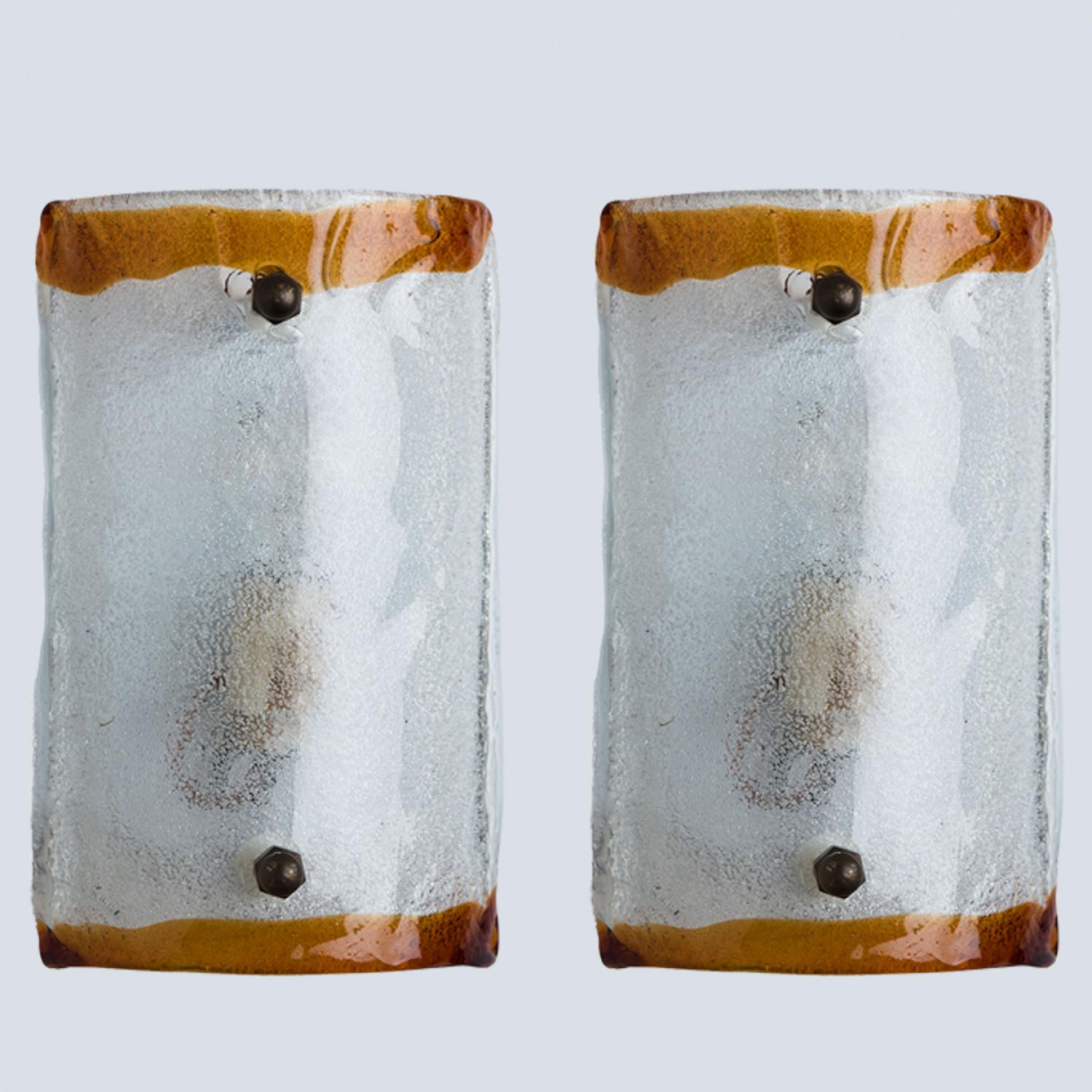 1 de 3 Apliques rectangulares marrones de Mazzega, 1960 Vidrio en venta