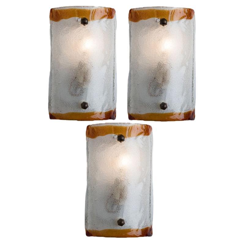 1 of 3 Brown Rectangle Wall Lights by Mazzega, 1960 For Sale