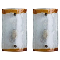 1 of 3 Brown Rectangle Wall Lights by Mazzega, 1960