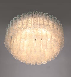 1 'of 3' Cascading Doria 20" Murano Four-Tier Flush Mount Ice Glass Tubes, 1960s