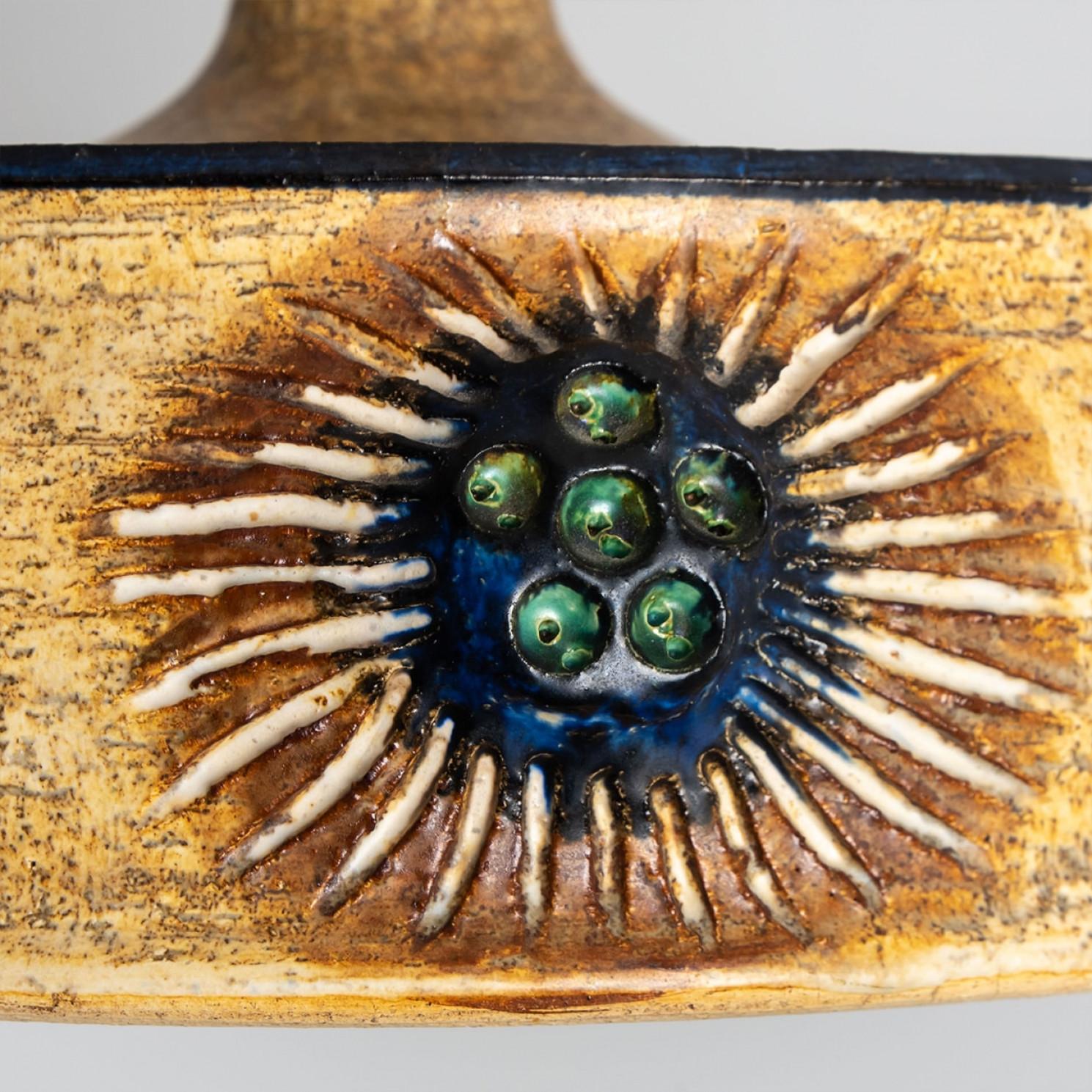 1 of 3 Ceramic Cognac Brown Ceramic Pendant Lights, Denmark, 1970 For Sale 7