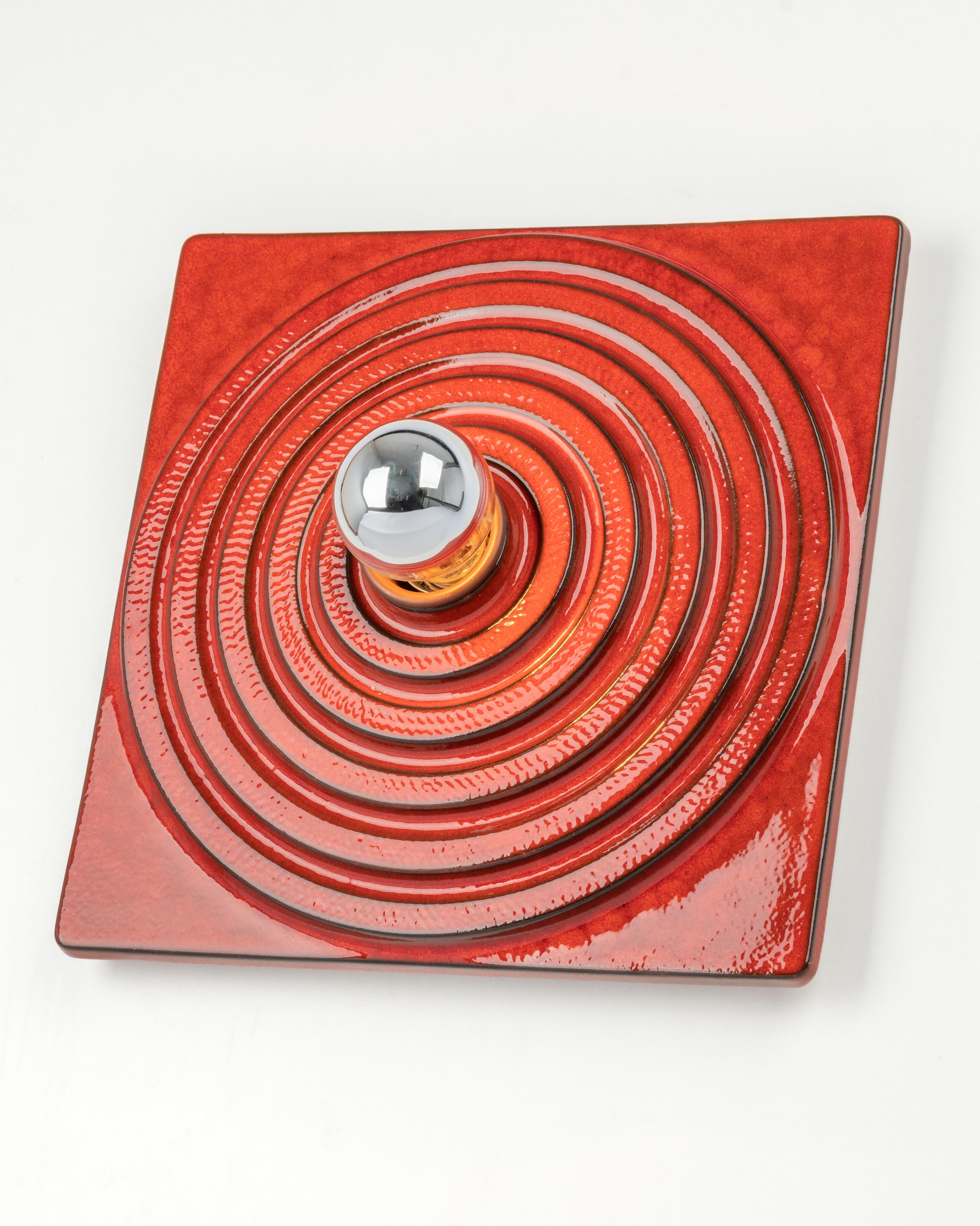 1 of 3 Ceramic Red Wall Lights, Germany, 1970s In Good Condition For Sale In Aachen, NRW