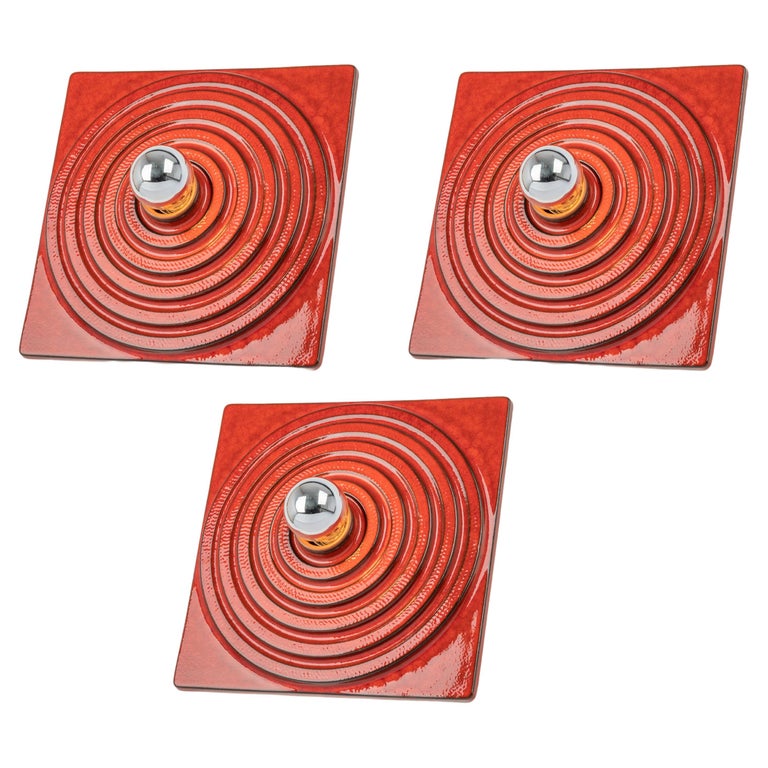 1 of 3 Ceramic Red Wall Lights, Germany, 1970s For Sale at 1stDibs