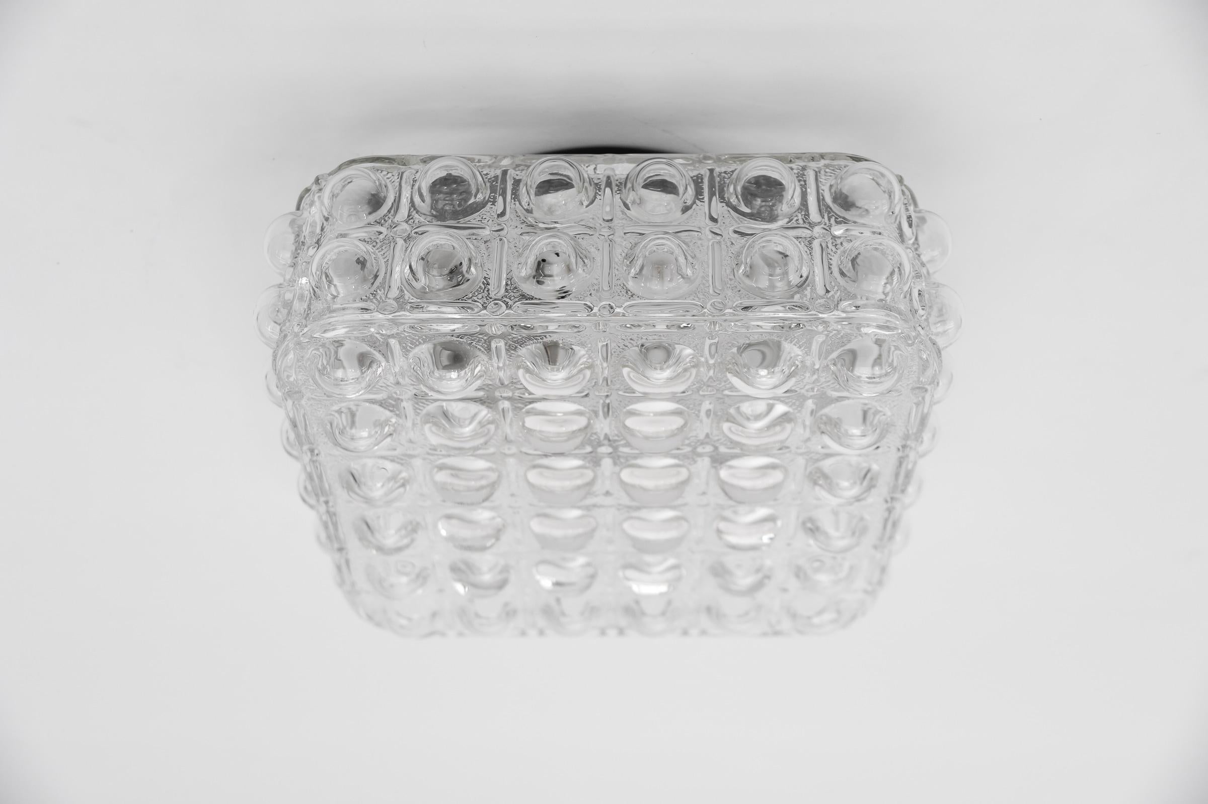 1 of 3 Clear Bubble Glass Flush Mount Lamp by Helena Tynell, Germany 1960s For Sale 4