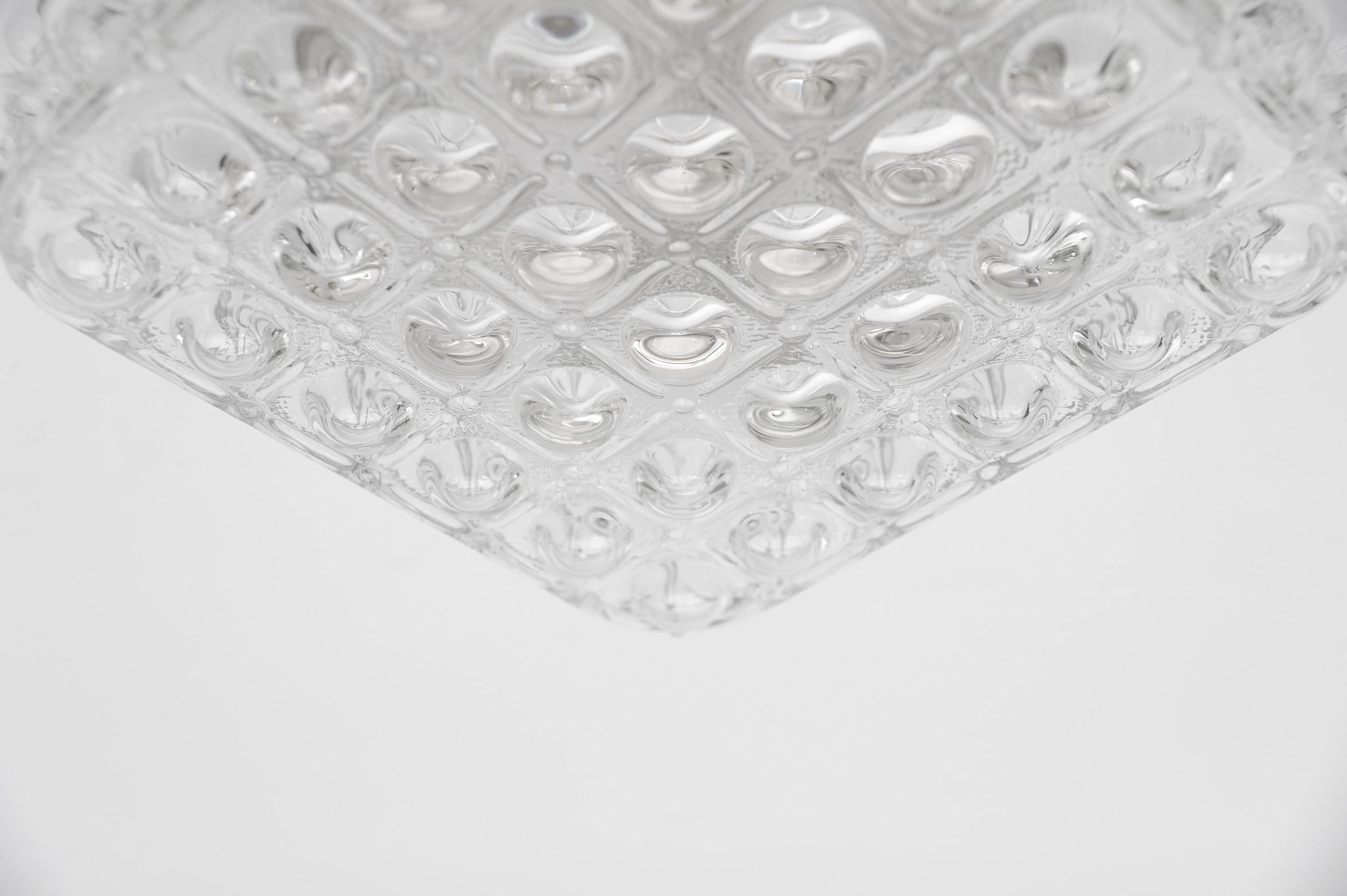 1 of 3 Clear Bubble Glass Flush Mount Lamp by Helena Tynell, Germany 1960s For Sale 5
