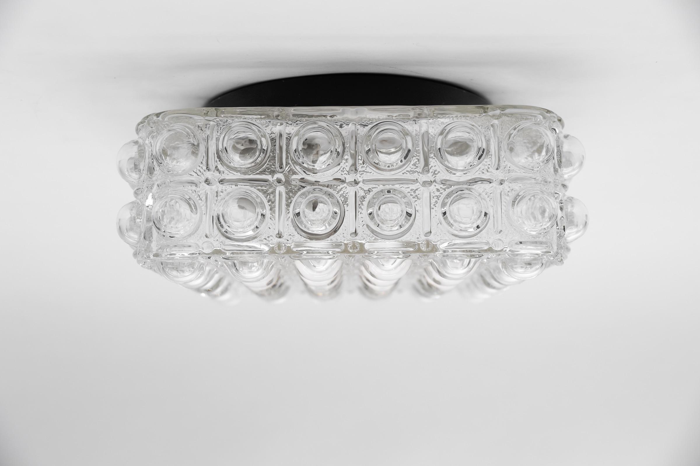 1 of 3 Clear Bubble Glass Flush Mount Lamp by Helena Tynell, Germany 1960s For Sale 1