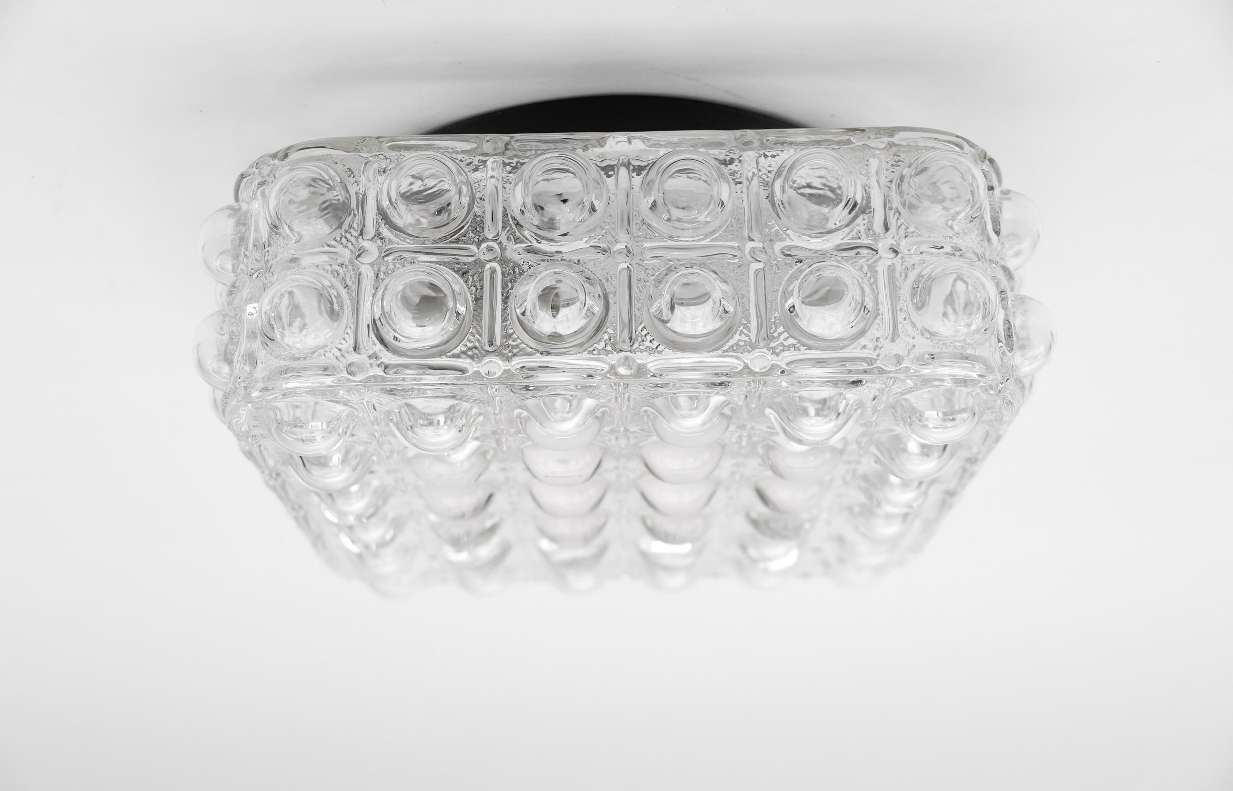 1 of 3 Clear Bubble Glass Flush Mount Lamp by Helena Tynell, Germany 1960s For Sale 3