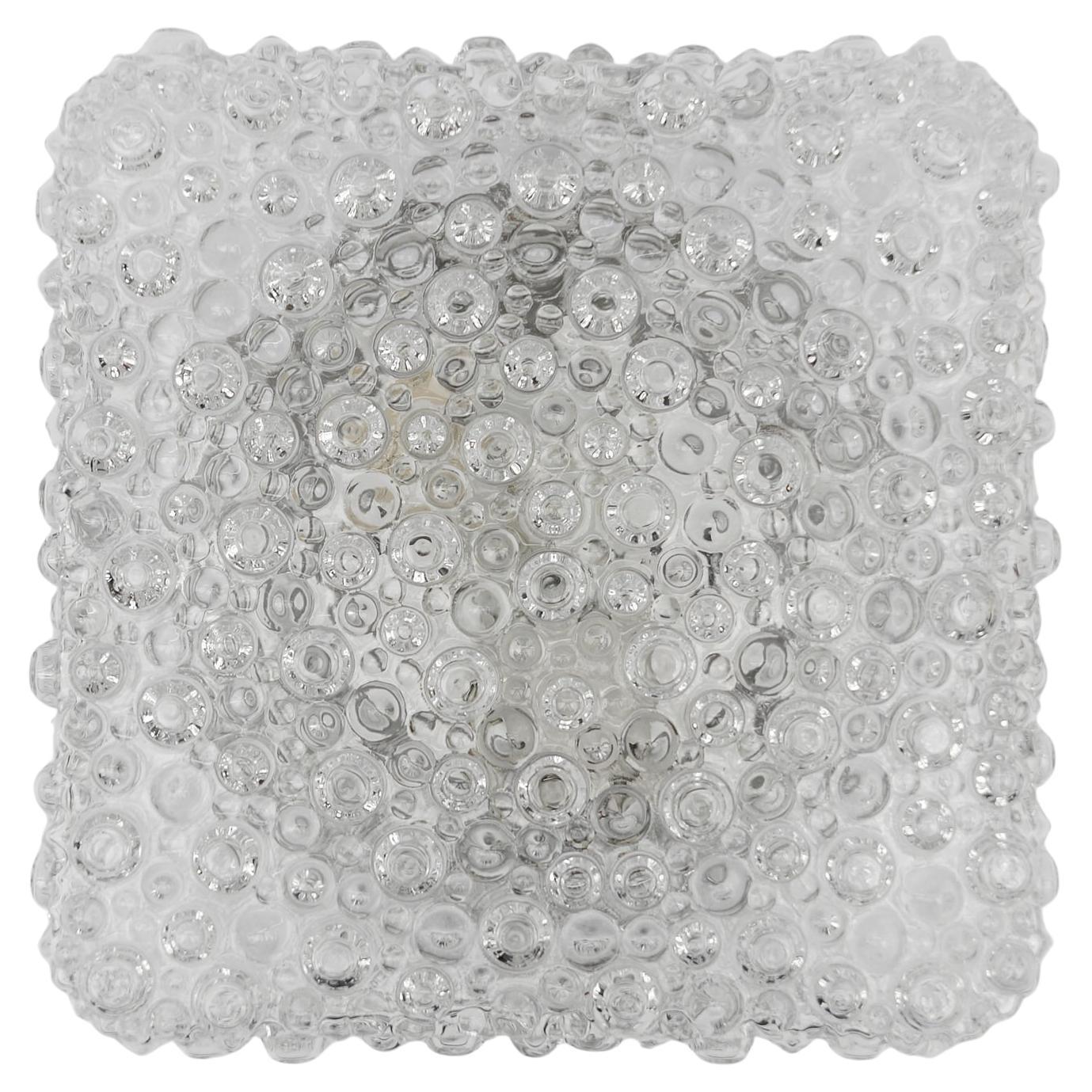 Schöne Wandleuchte aus klarem Blasenglas oder Einbaubeleuchtung, 1960er Jahre, Deutschland