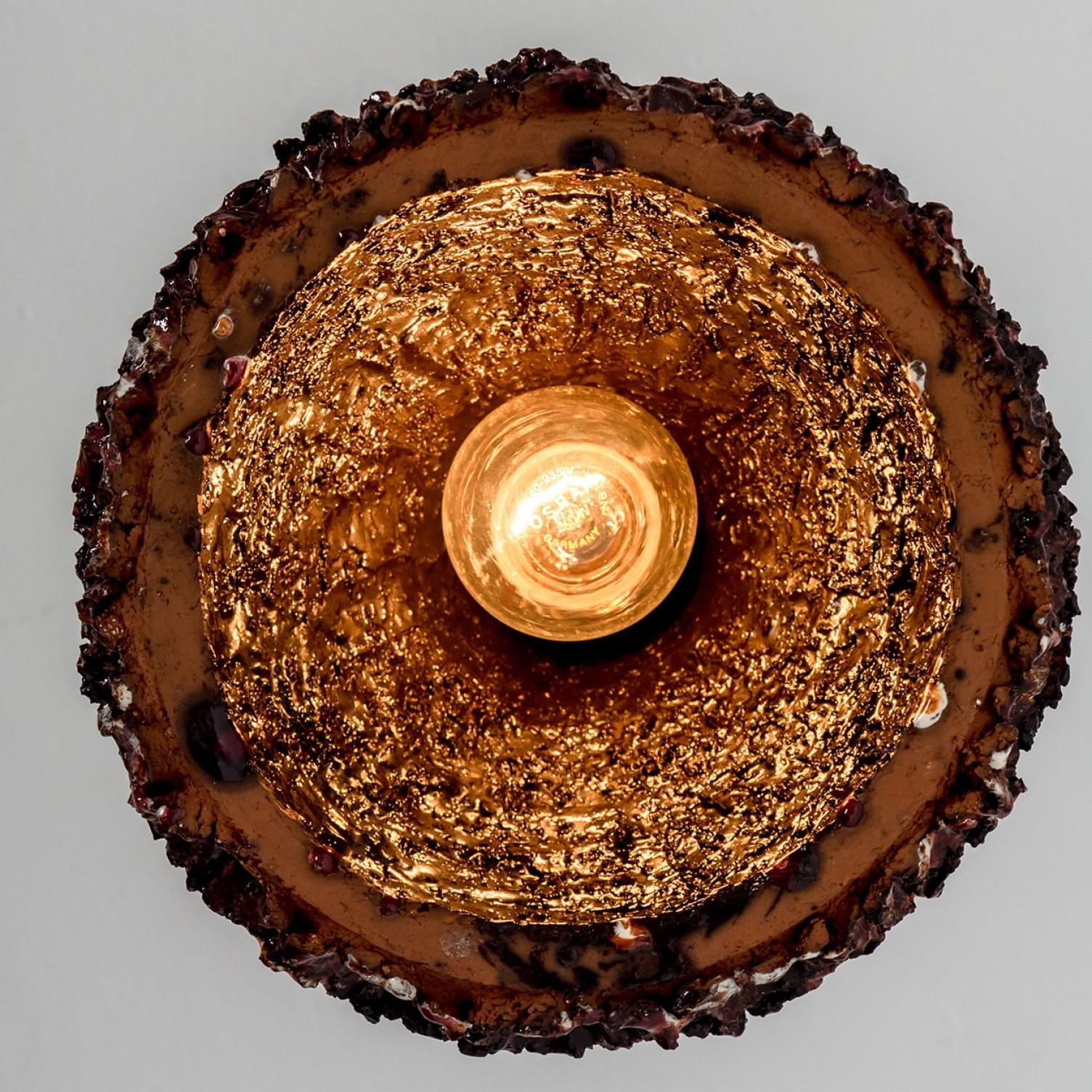 1 di 3 luci a sospensione in ceramica marrone a cono, Danimarca, 1970 in vendita 3