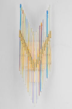 1 of 3 Crystal Glass Rods Wall Sconces, Germany, 1970s