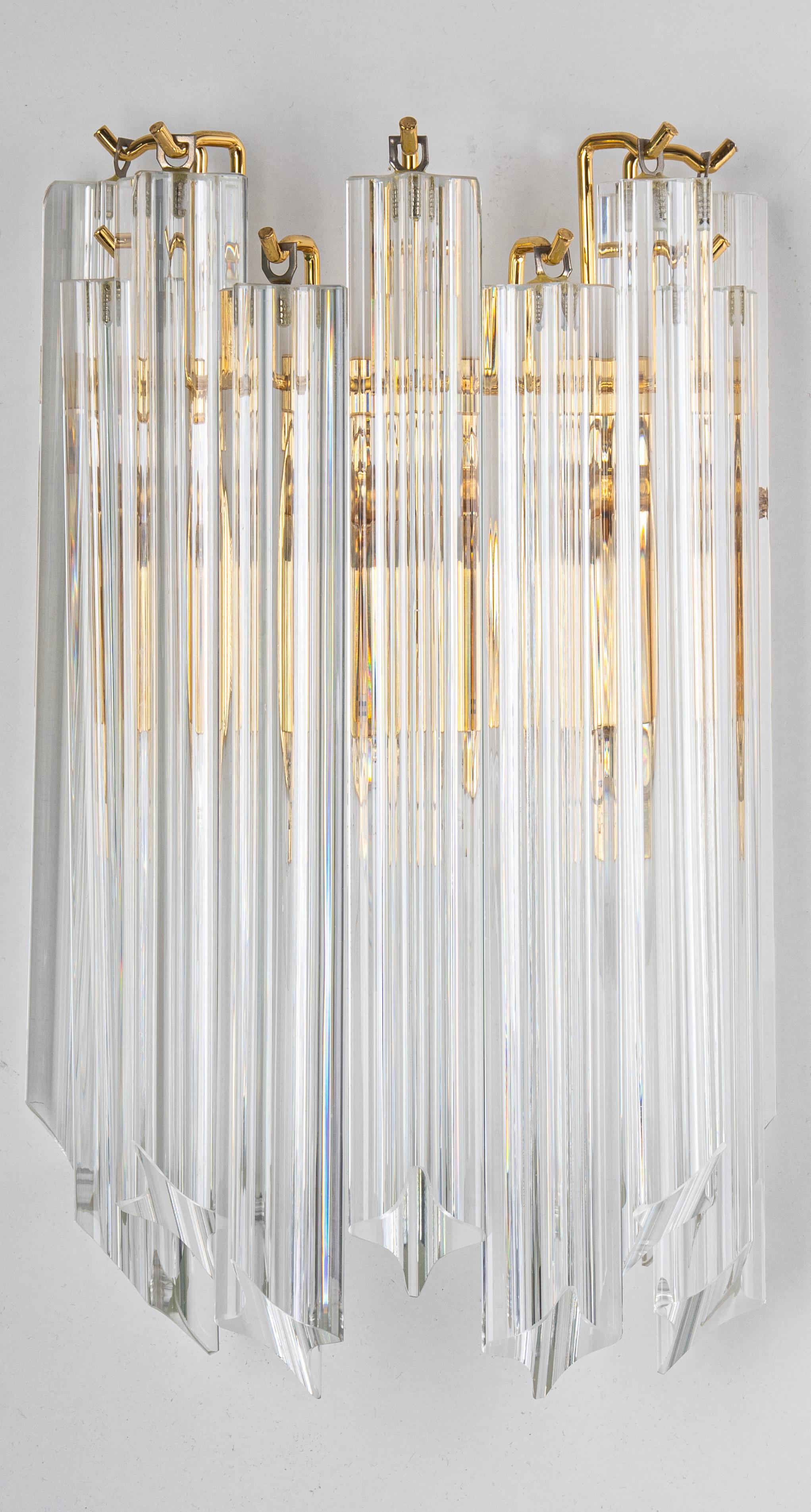 Fin du 20e siècle 1 de 3 Lights en cristal de style Venini, Italie, années 1980 en vente