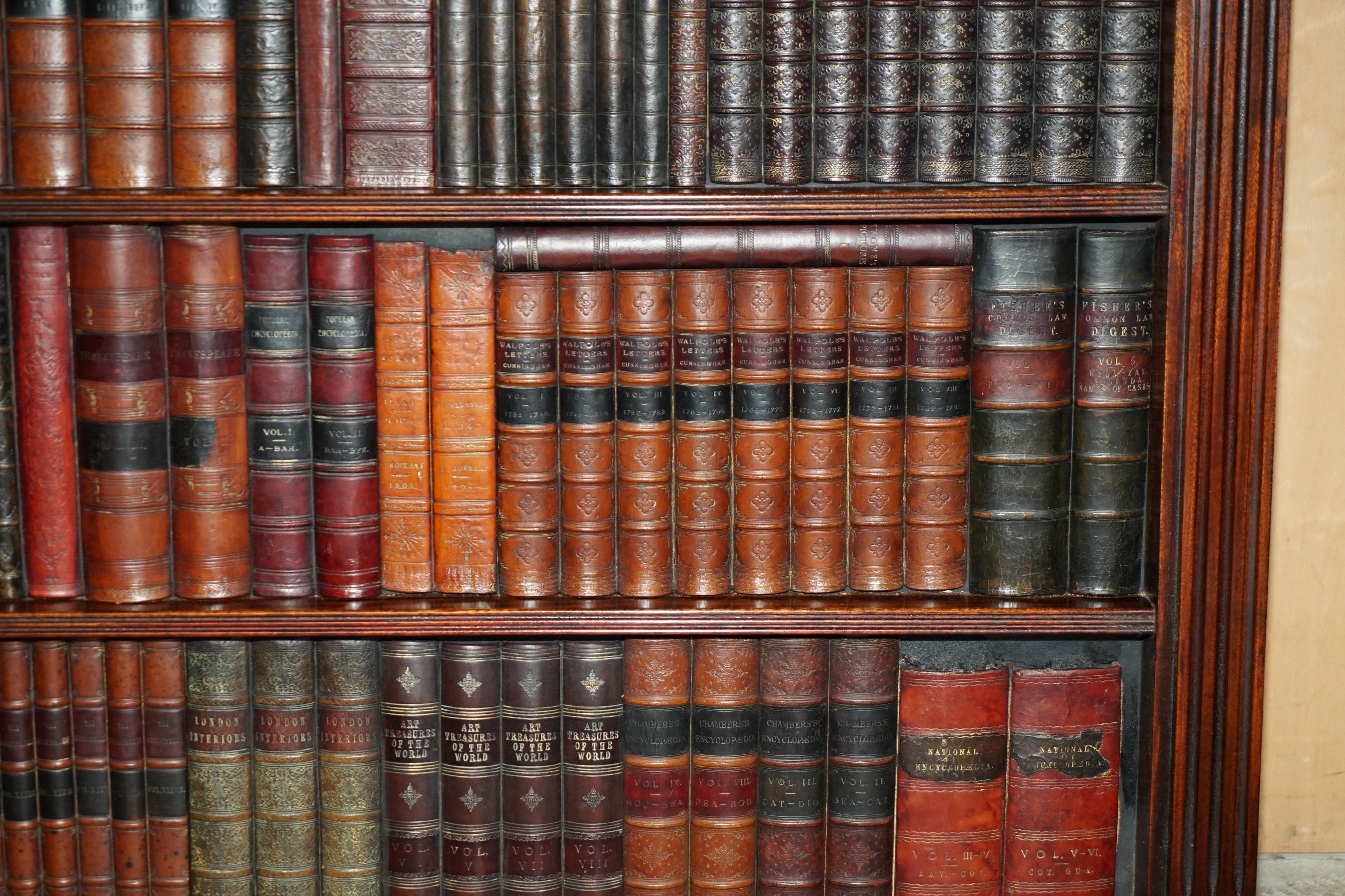 1 OF 3 FULLY RESTORED RARE EXTRA LARGE 127X190CM FAUX BOOK LIBRARY WALL PANELs For Sale 7