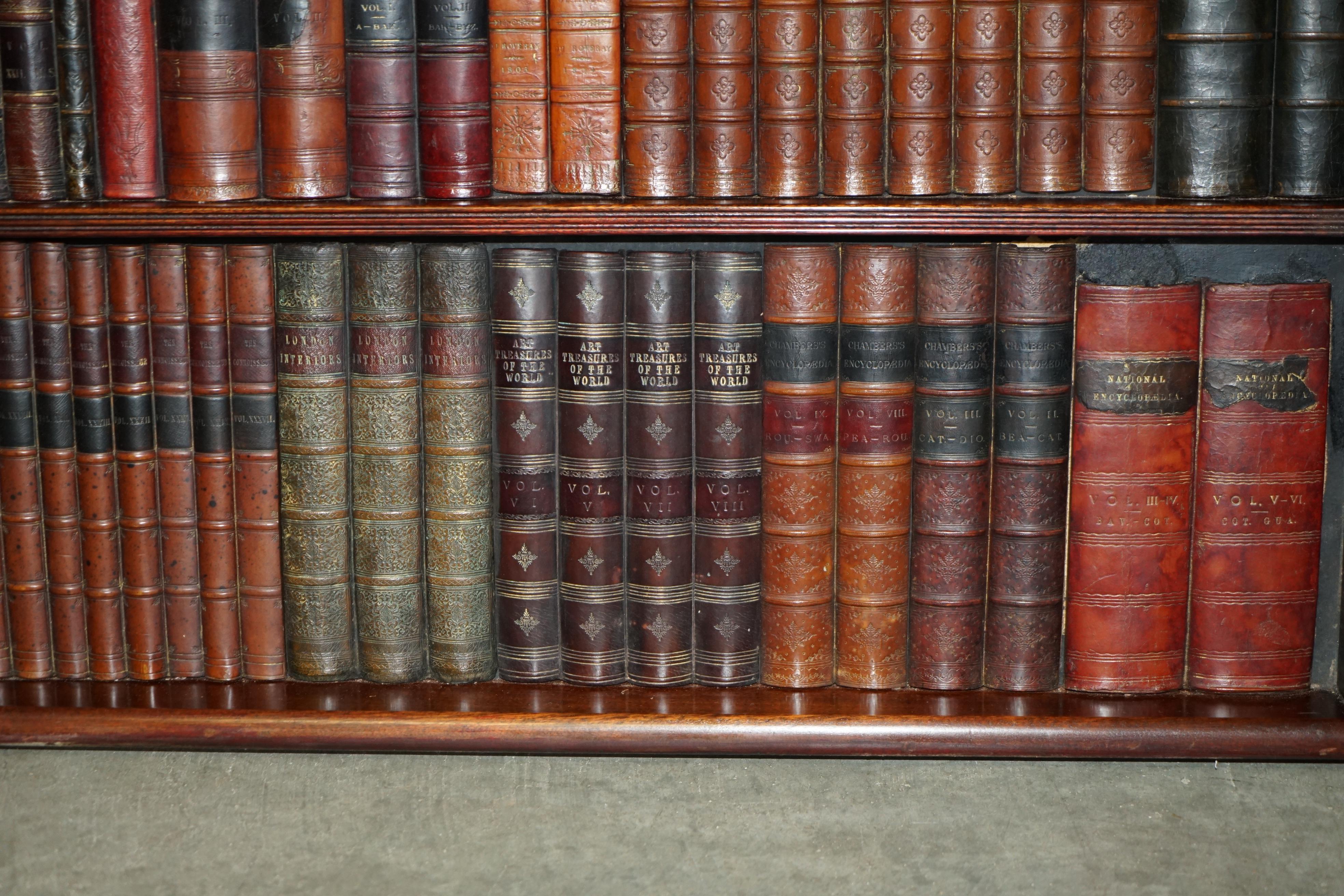 1 OF 3 FULLY RESTORED RARE EXTRA LARGE 127X190CM FAUX BOOK LIBRARY WALL PANELs For Sale 9