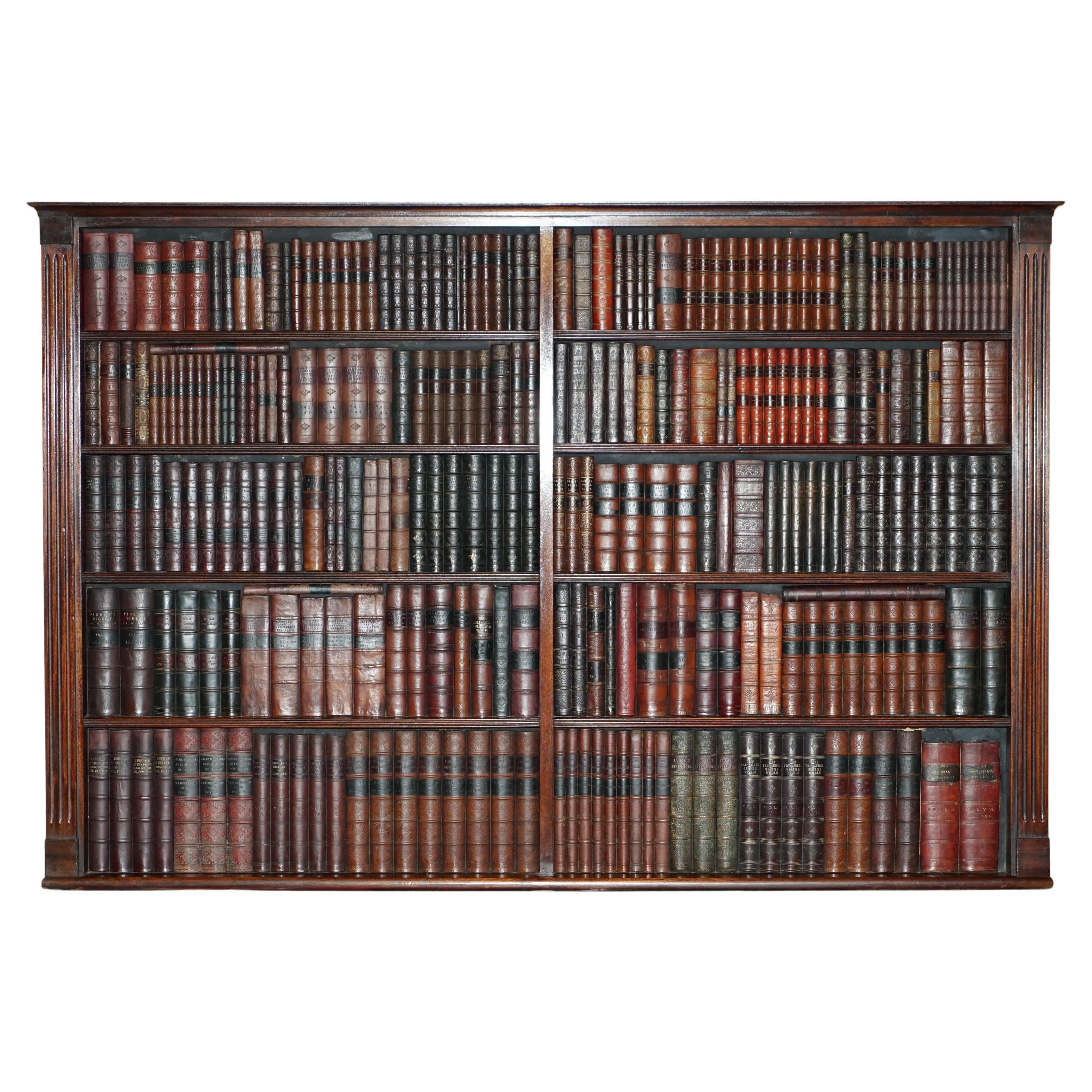 1 OF 3 FULLY RESTORED RARE EXTRA LARGE 127X190CM FAUX BOOK LIBRARY WALL PANELs For Sale