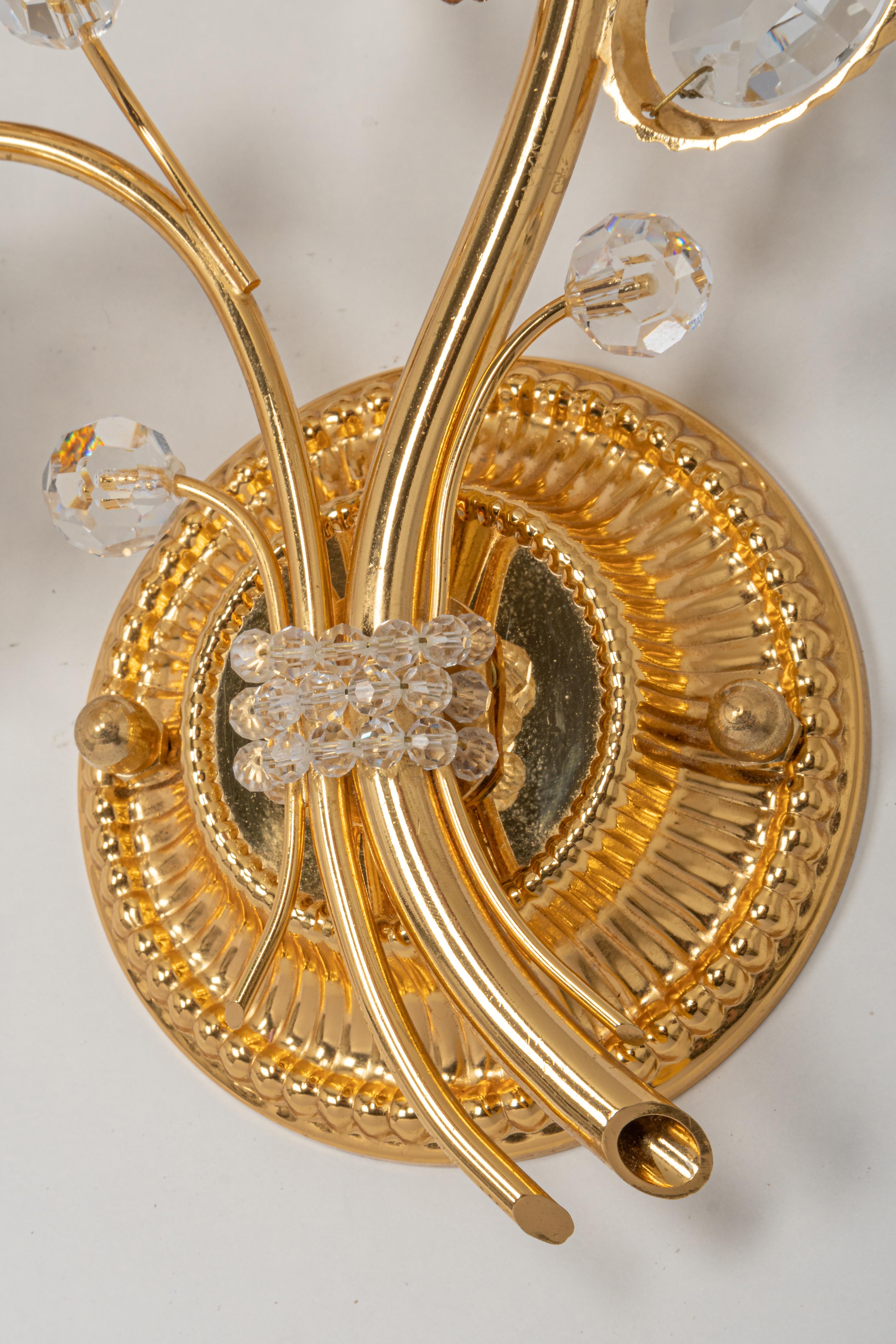 Fine XX secolo 1 di 3 Lampade da parete a forma di fiore in ottone dorato di Palwa, Germania, anni '70 in vendita