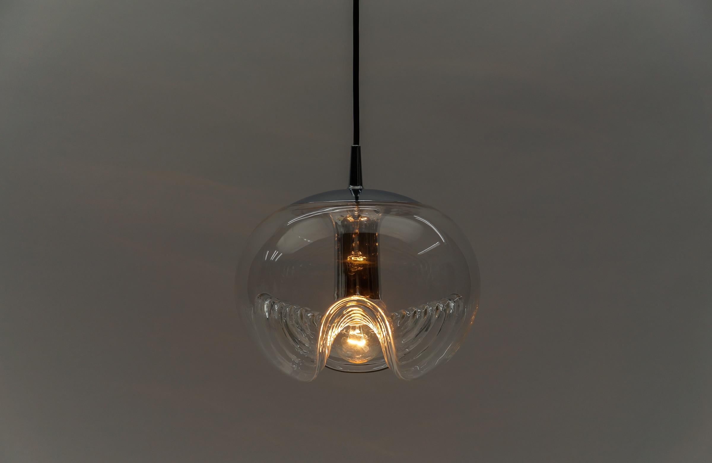 Late 20th Century 1. of 3 Glass Ceiling Lamp 