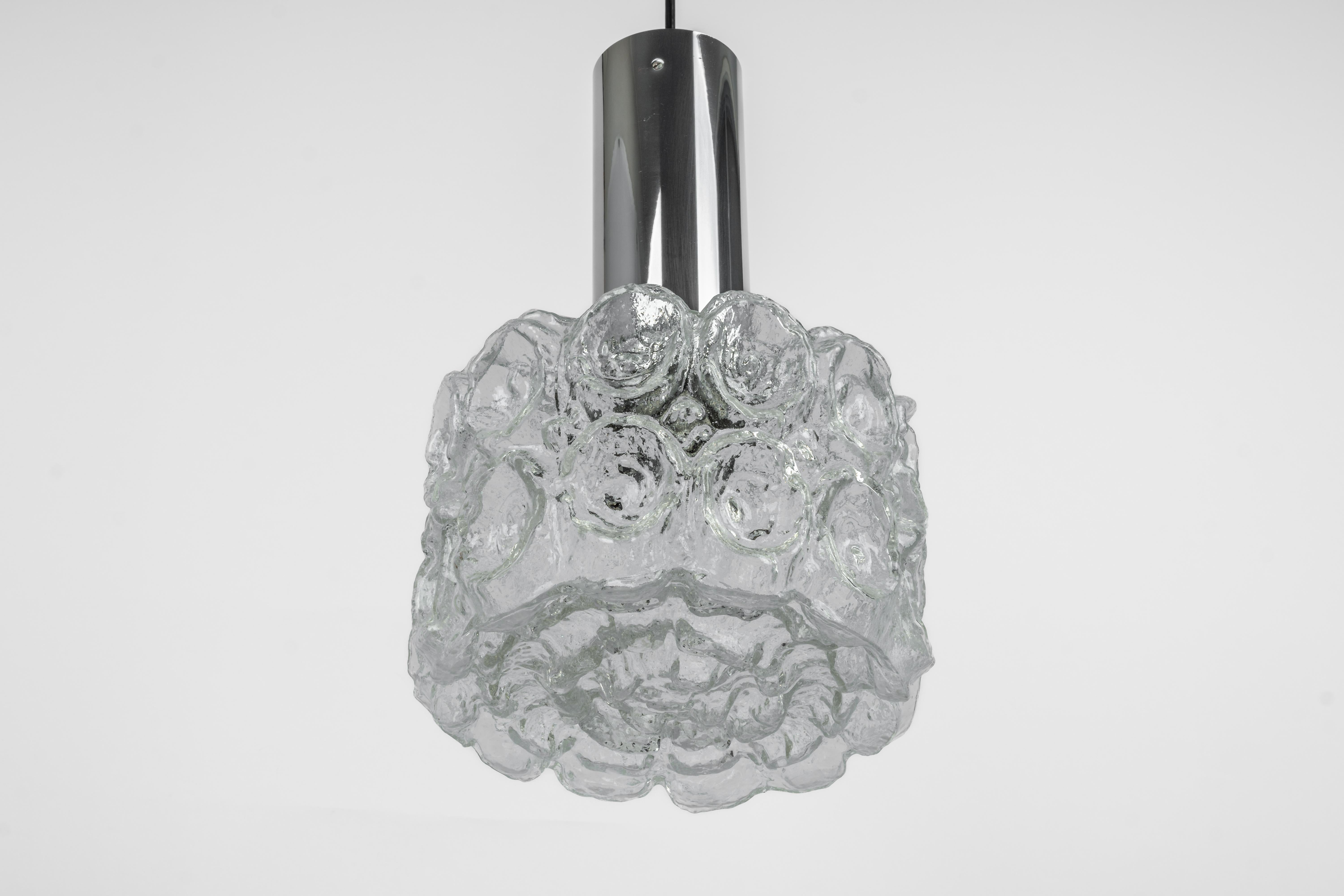 1 of 3 Glass chrome Pendants by Limburg, Germany, 1970s For Sale 7