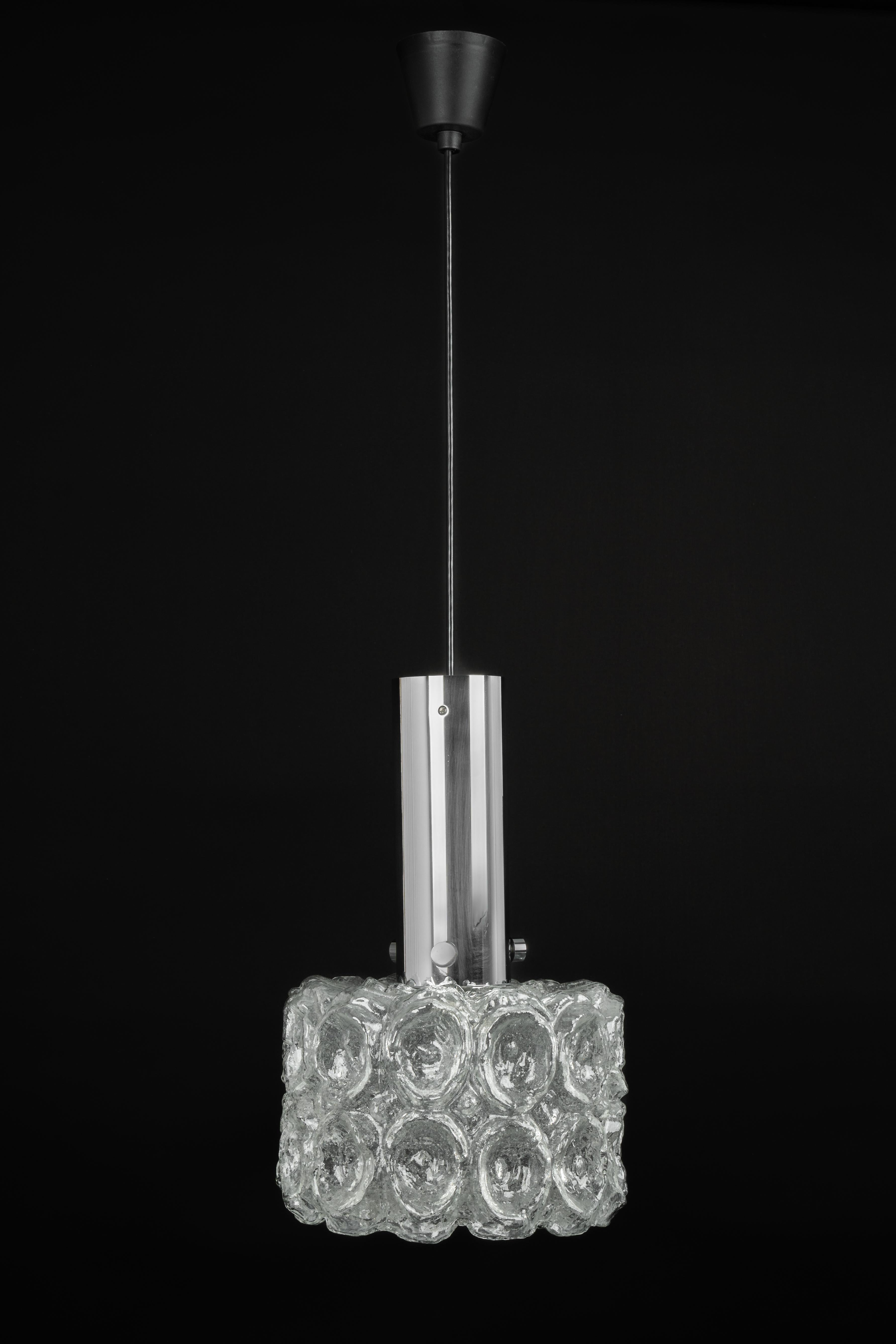 1 of 3 Glass chrome Pendants by Limburg, Germany, 1970s For Sale 2