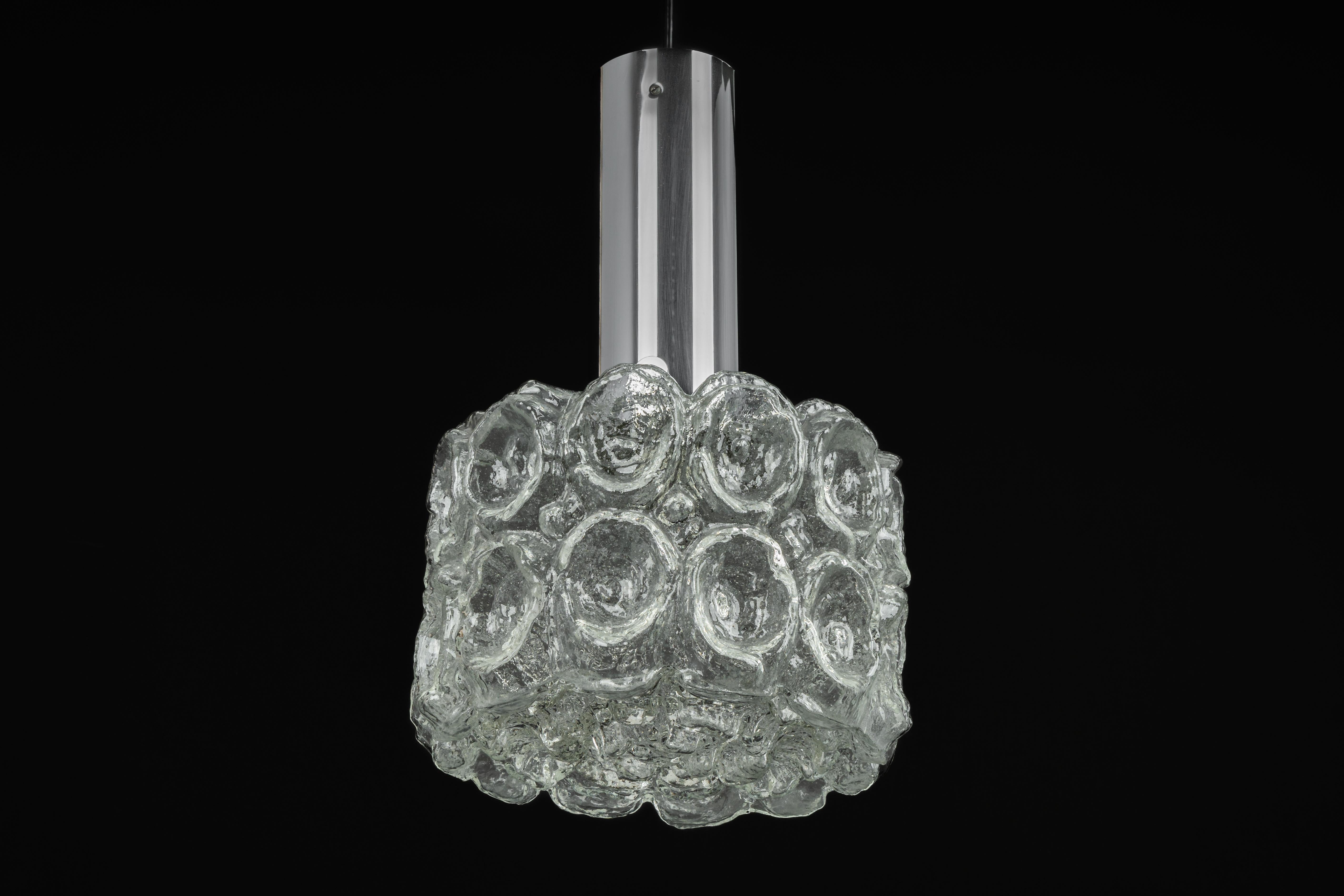 1 of 3 Glass chrome Pendants by Limburg, Germany, 1970s For Sale 3