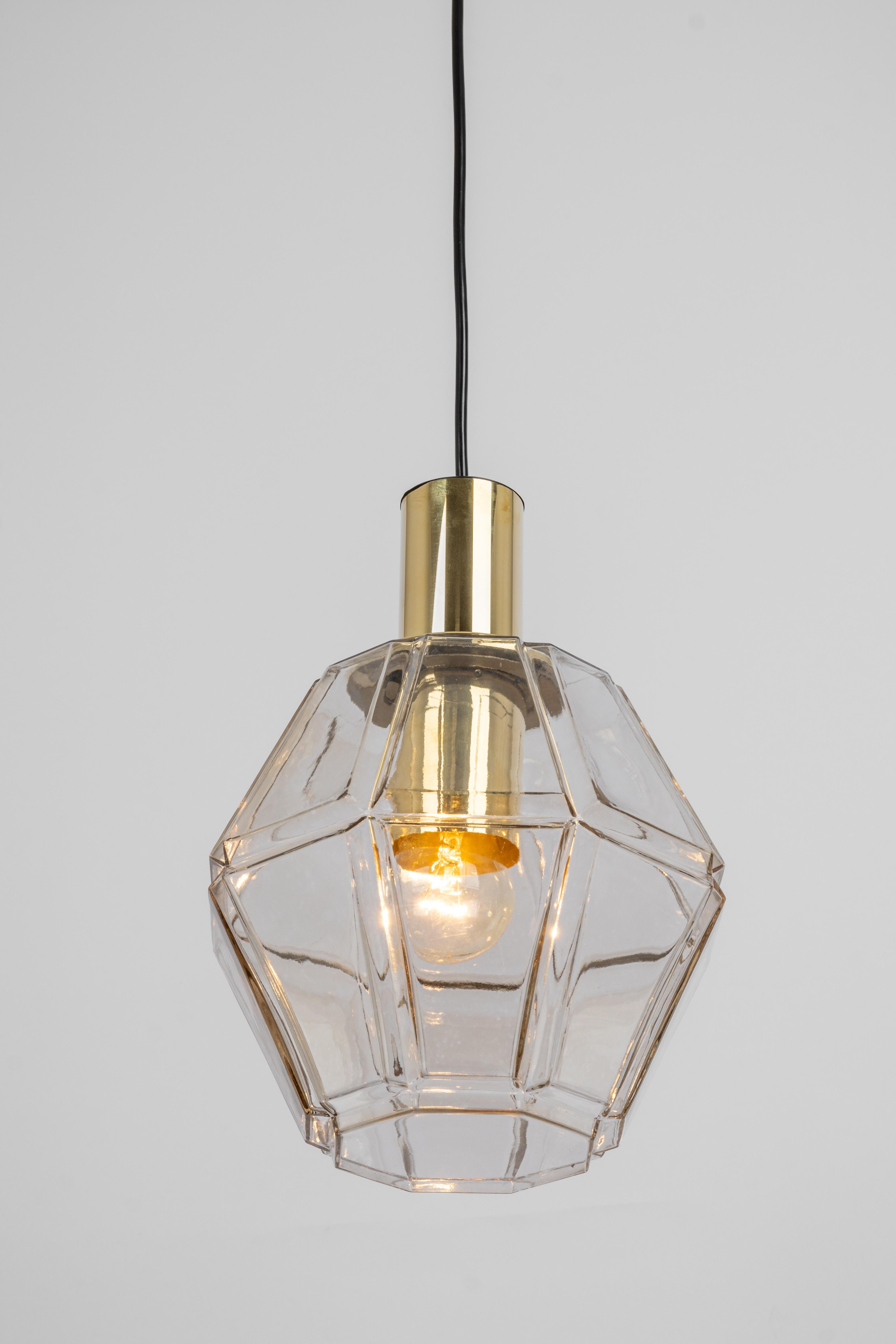 Late 20th Century 1 of 3 Glass Pendant lights by Limburg, Germany, 1970s For Sale