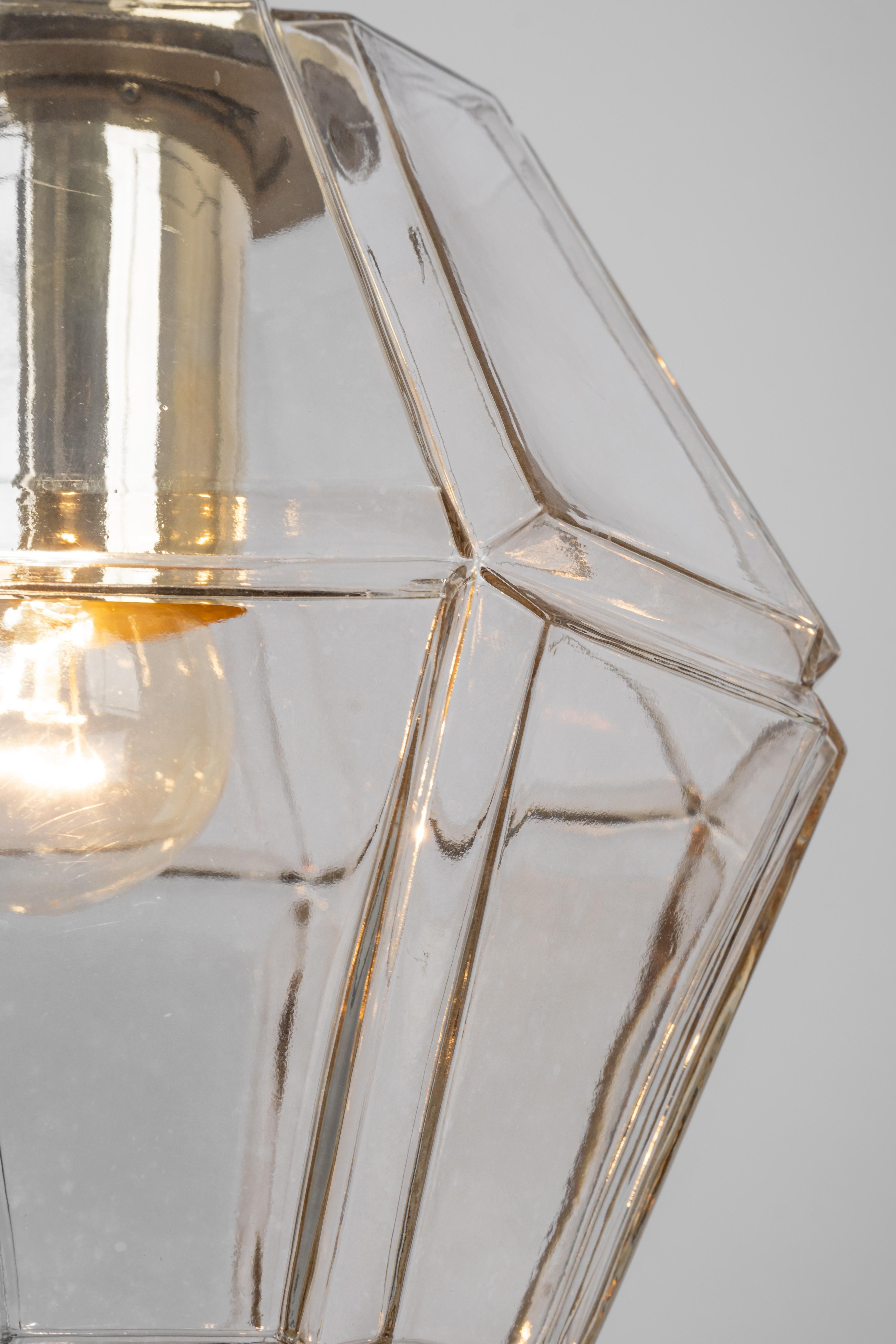 Brass 1 of 3 Glass Pendant lights by Limburg, Germany, 1970s For Sale