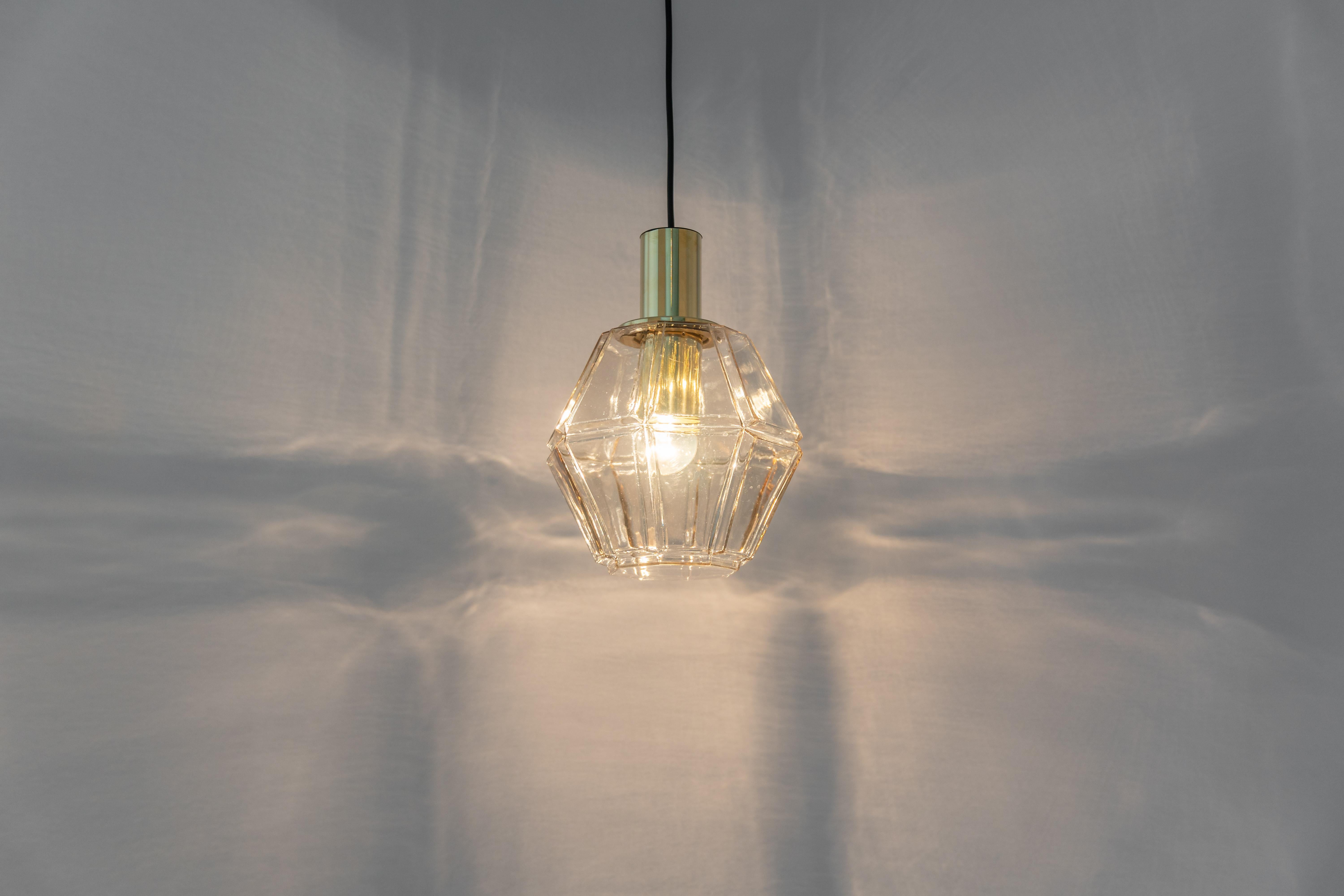 1 of 3 Glass Pendant lights by Limburg, Germany, 1970s For Sale 2